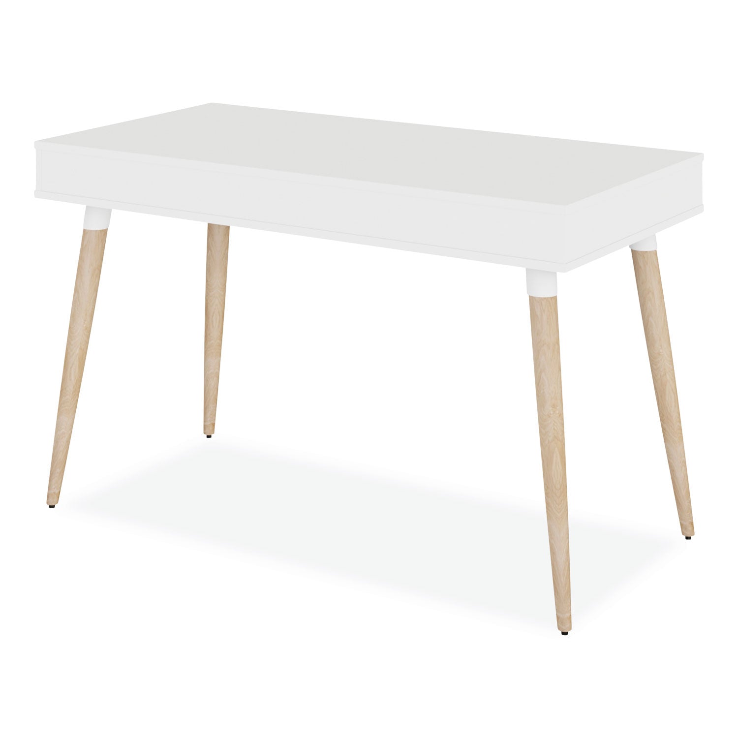 Workspace by Alera® Scandinavian Writing Desk, 47.24" x 23.62" x 29.53", White/Beigewood