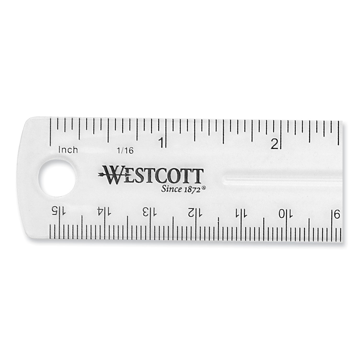 Westcott® Clear Flexible Acrylic Ruler, Standard/Metric, 6" (15 cm) Long, Clear, 12/Box