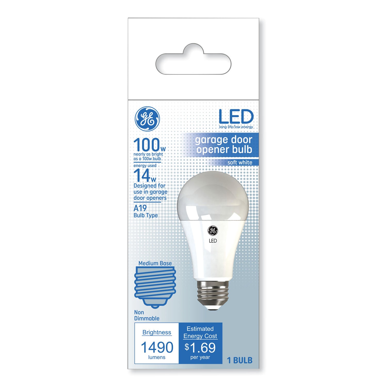 LED Soft White A19 Garage Door Opener Bulb, 14 W