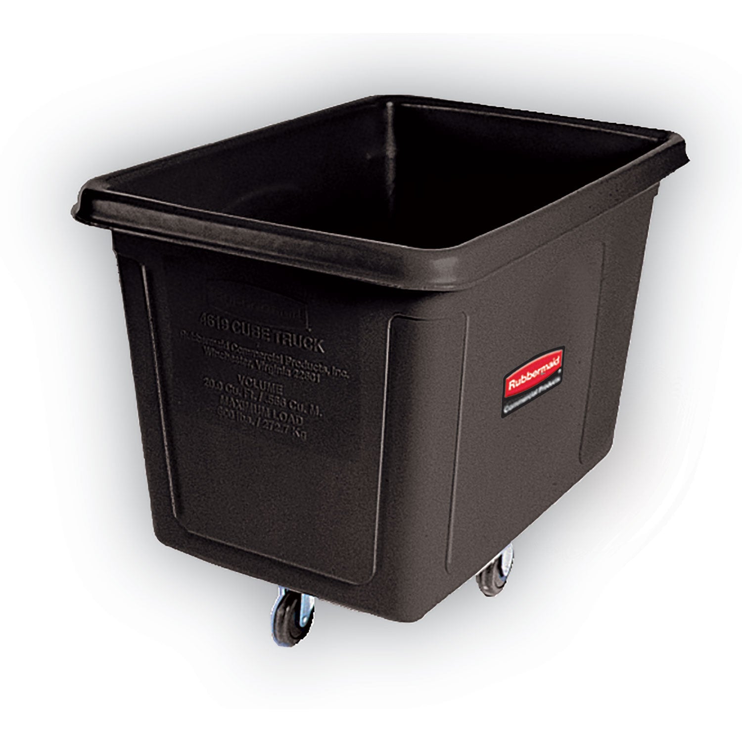 Rubbermaid® Commercial Cube Truck, 149 gal, 600 lb Capacity, Plastic, Black