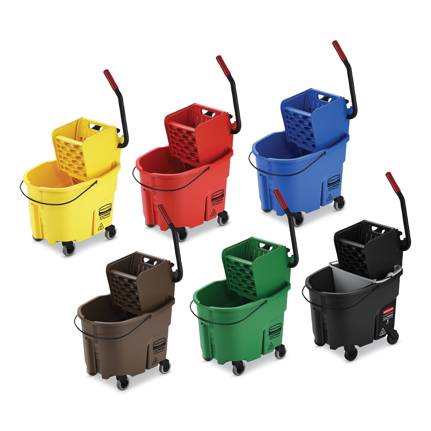 Rubbermaid® Commercial WaveBrake 2.0 Bucket/Wringer Combos, Side-Press, 35 qt, Plastic, Brown