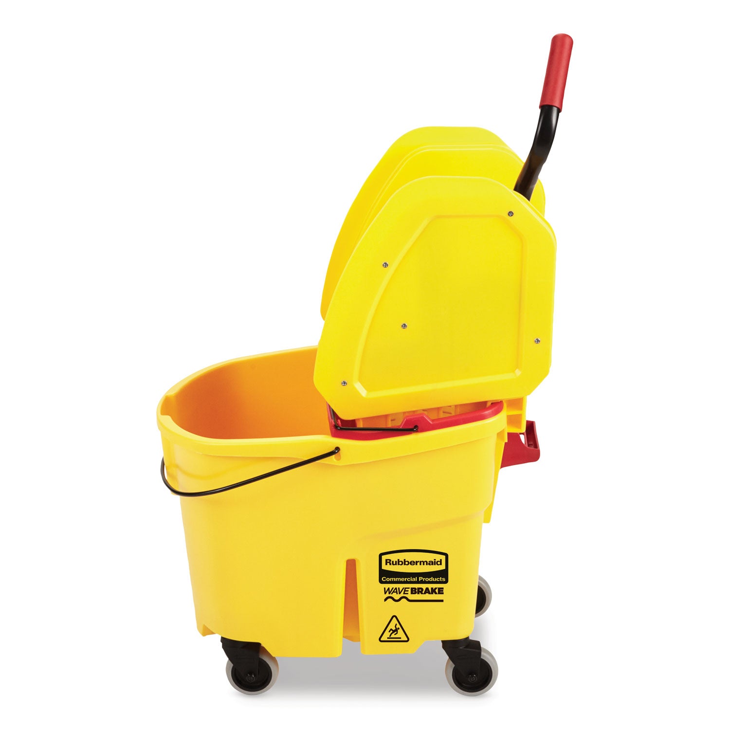 Rubbermaid® Commercial WaveBrake 2.0 Bucket/Wringer Combos, Down-Press, 35 qt, Plastic, Yellow