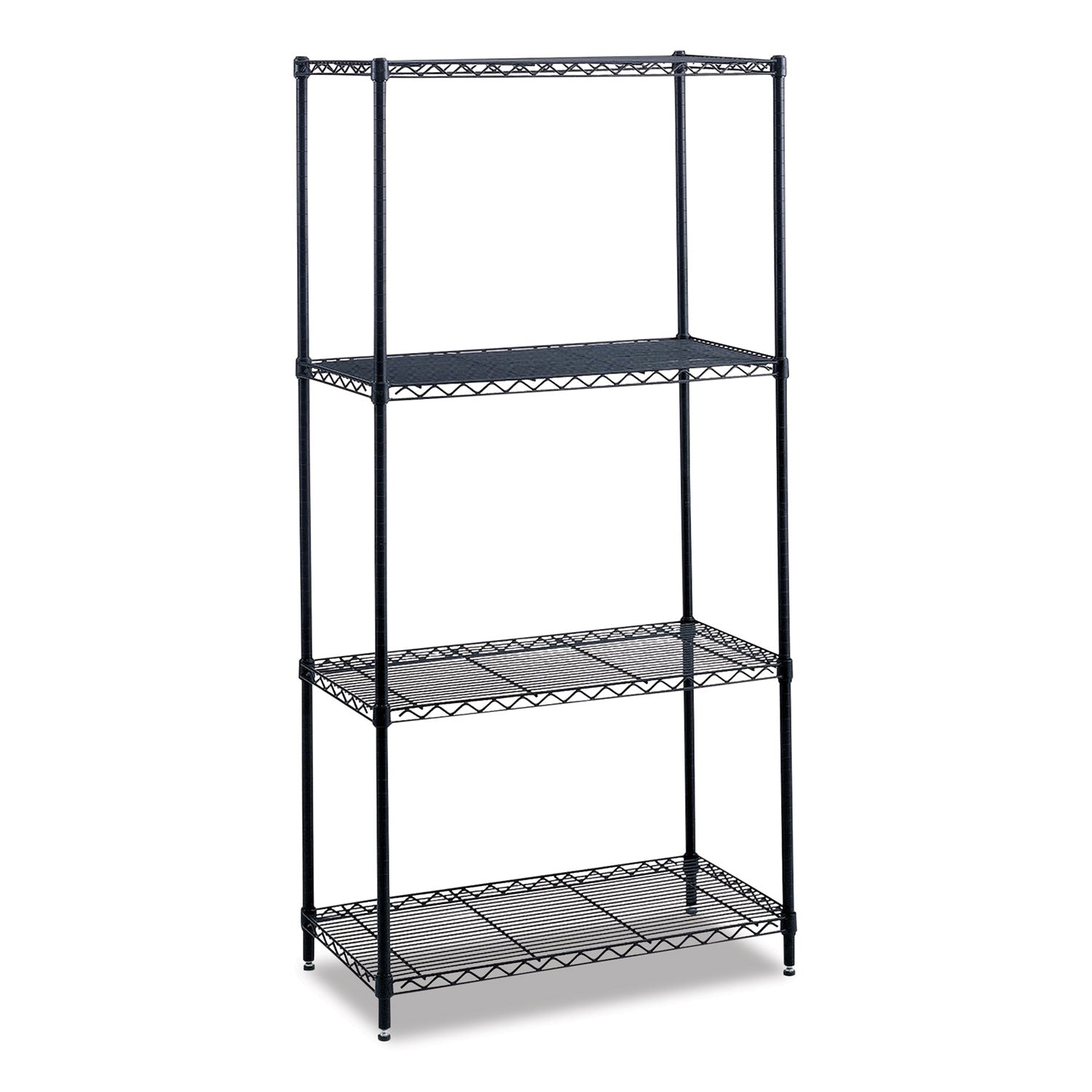 Industrial Wire Shelving, Four-Shelf, 36w x 18d x 72h, Metallic Gray