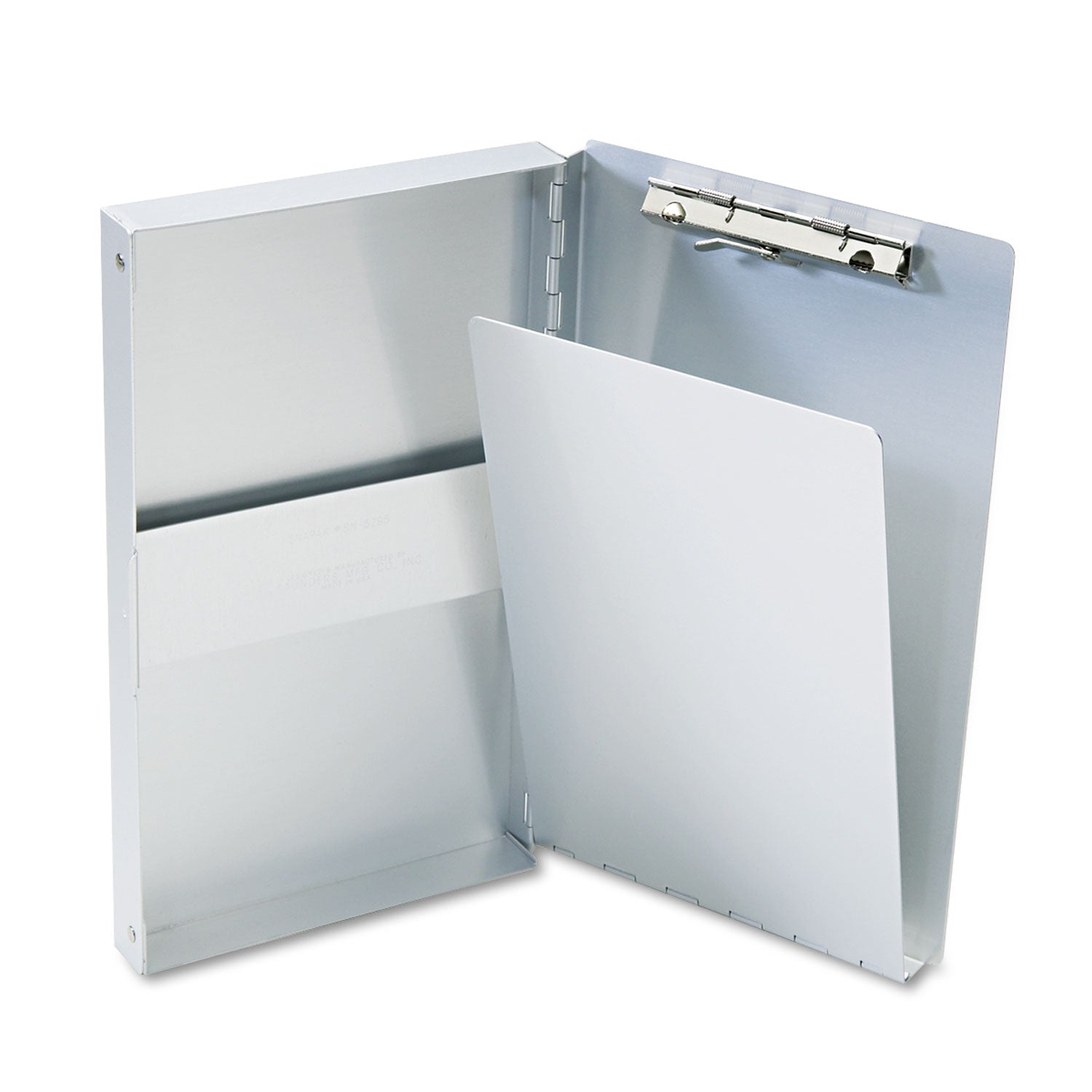 Snapak Aluminum Side-Open Forms Folder, 0.38" Clip Capacity, Holds 5 x 9 Sheets, Silver