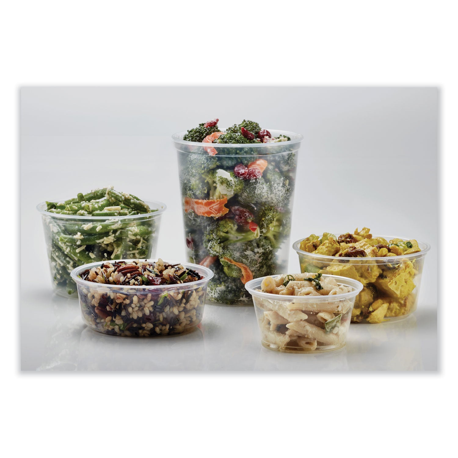 Fabri-Kal® Microwavable Deli Containers, 12 oz, 4.6 Diameter x 2.3 h, Clear, Plastic, 500/Carton