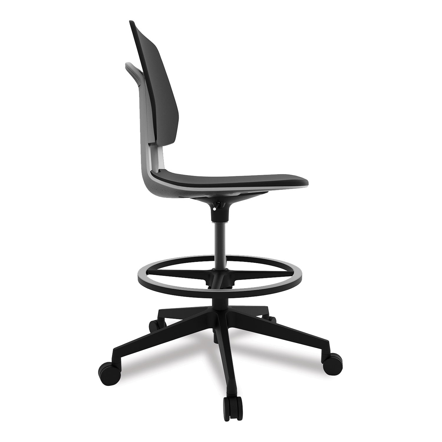 Safco® Commute Extended Height Task Chair, Supports Up to 275 lb, 22.25" to 32.25" Seat Height, Black Seat, Black Back, Black Base