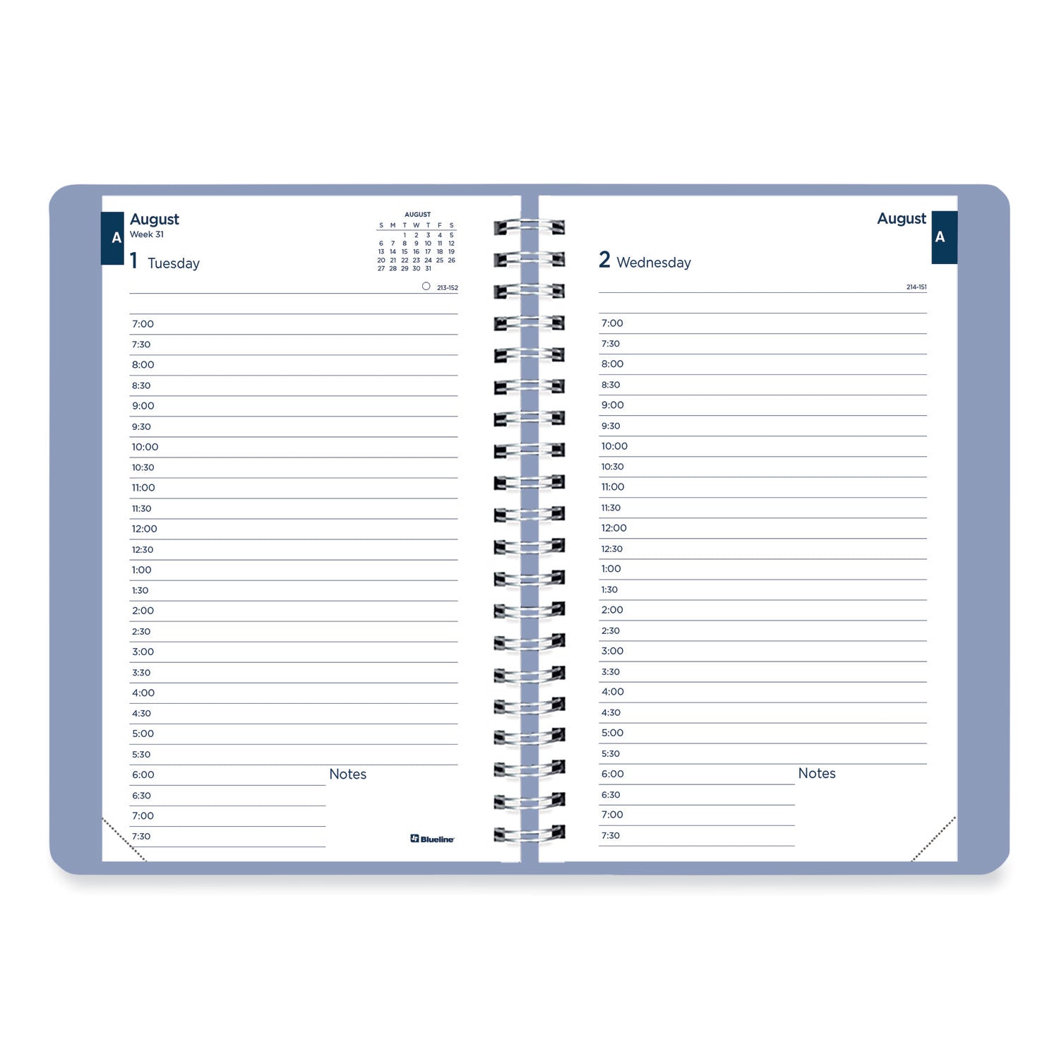 Blueline® Academic Daily/Monthly Planner, 8 x 5, Cyan Cover, 12-Month (Aug to July): 2024 to 2025