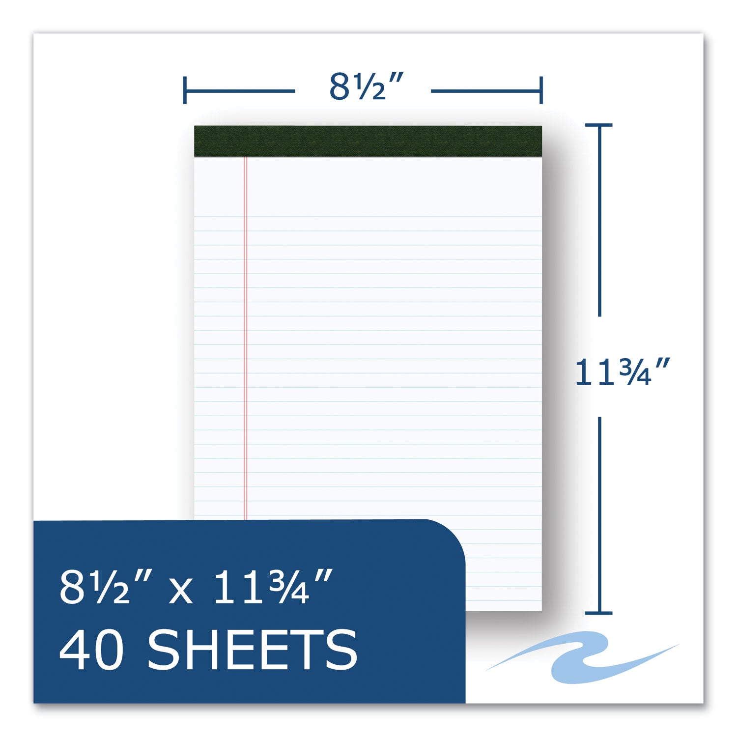 Roaring Spring® USDA Certified Bio-Preferred Legal Pad, Wide/Legal Rule, 40 White 8.5 x 11.75 Sheets, 12/Pack