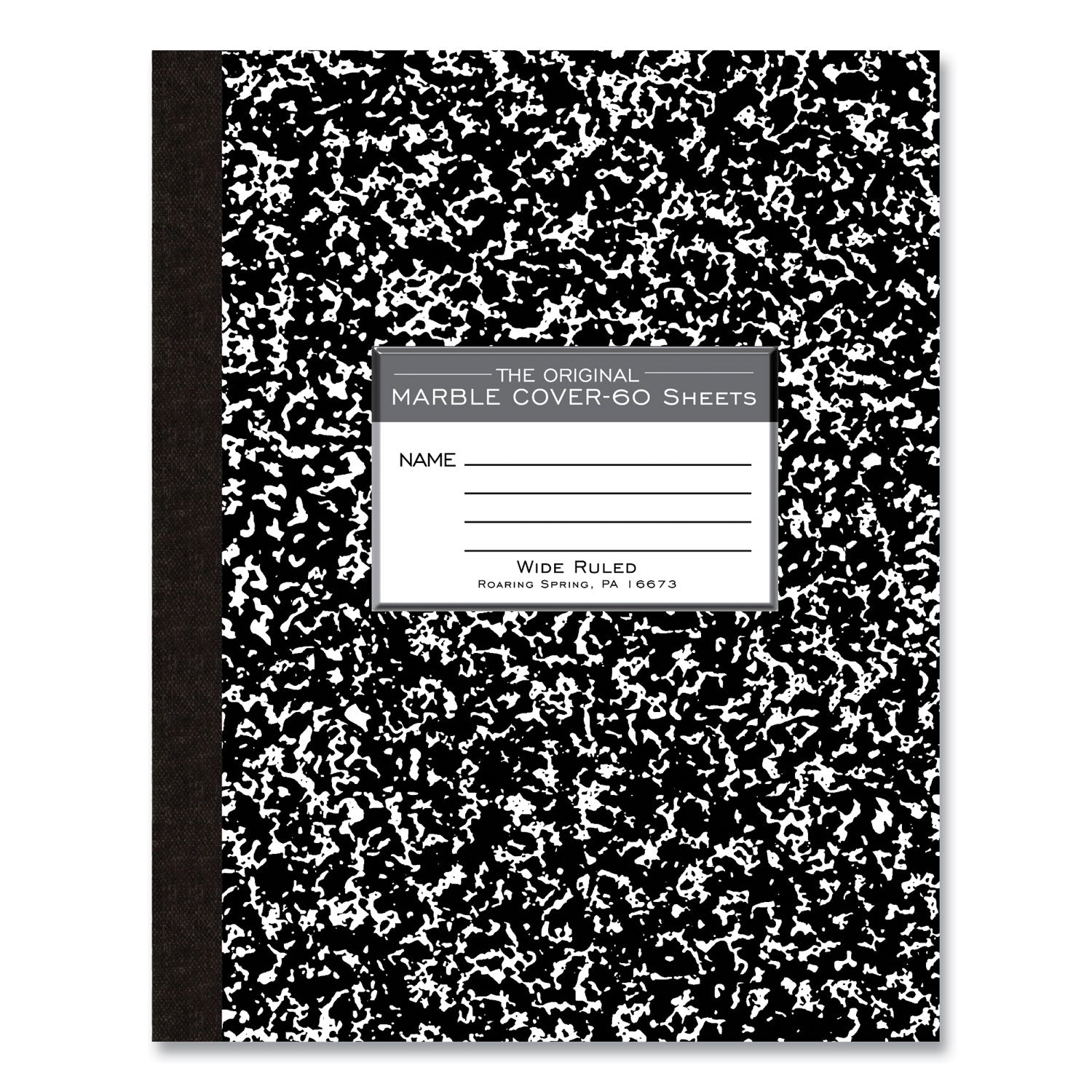 Marble Cover Composition Book, Wide/Legal Rule, Black Marble Cover, (60) 10 x 8 Sheets