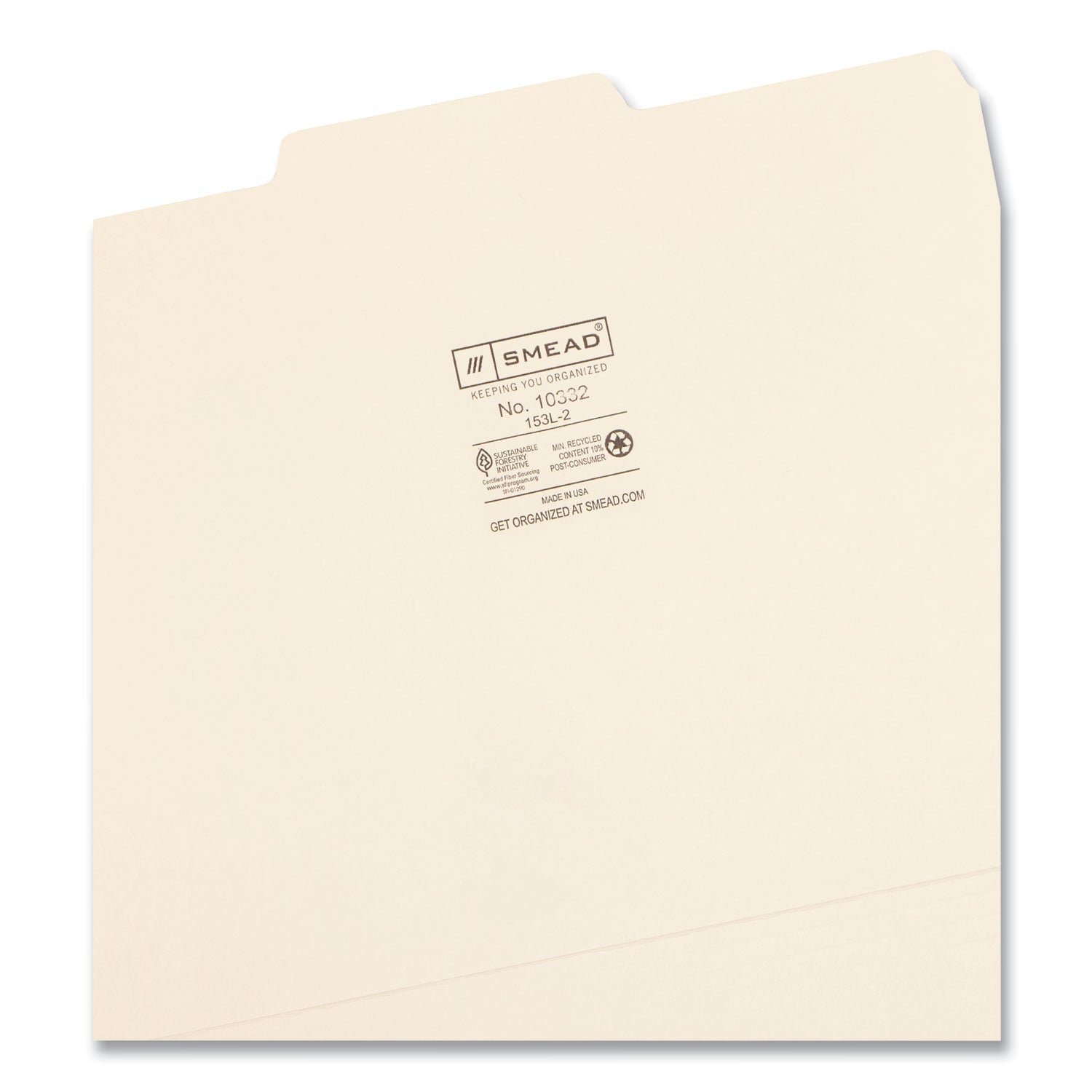 Smead™ Manila File Folders, 1/3-Cut Tabs: Center Position, Letter Size, 0.75" Expansion, Manila, 100/Box