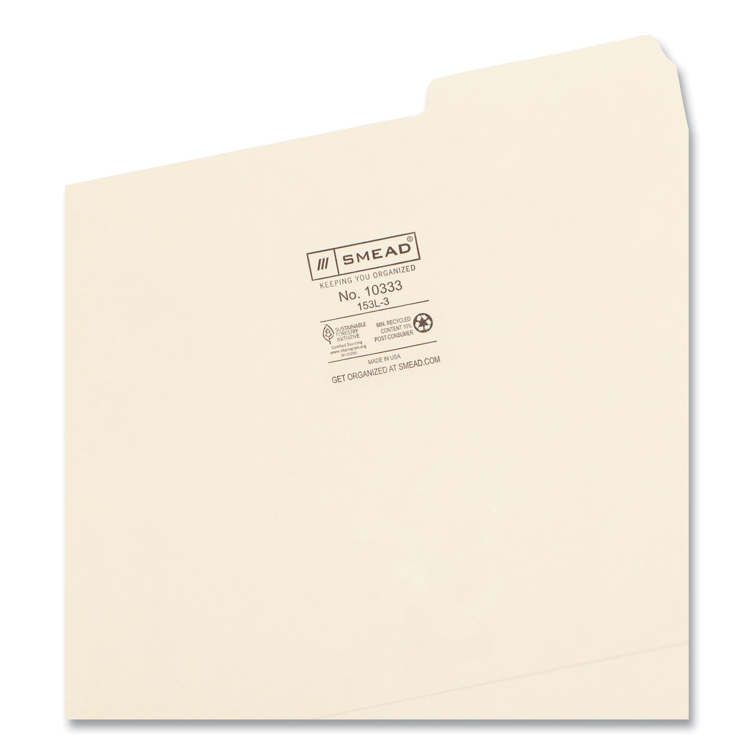 Smead™ Manila File Folders, 1/3-Cut Tabs: Right Position, Letter Size, 0.75" Expansion, Manila, 100/Box