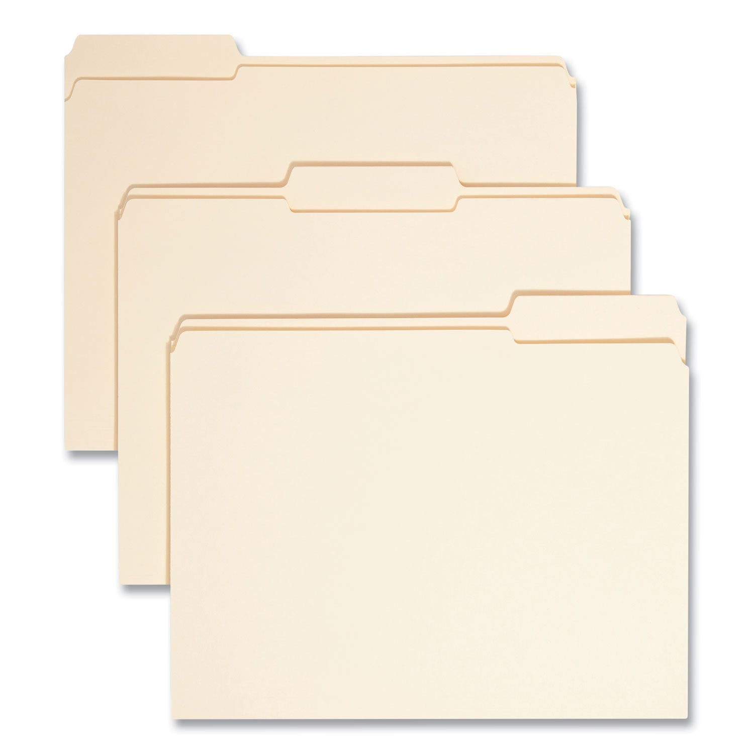 Reinforced Tab Manila File Folders, 1/3-Cut Tabs: Assorted, Letter Size, 0.75" Expansion, 11-pt Manila, 100/Box