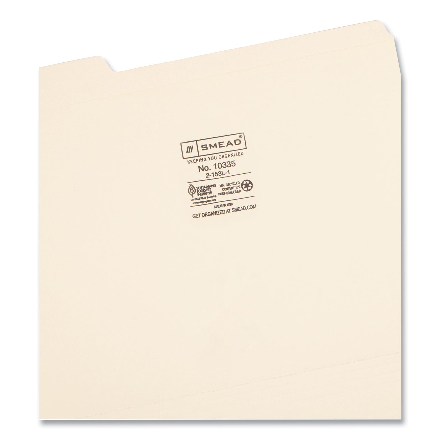 Smead™ Reinforced Tab Manila File Folders, 1/3-Cut Tabs: Left Position, Letter Size, 0.75" Expansion, 11-pt Manila, 100/Box