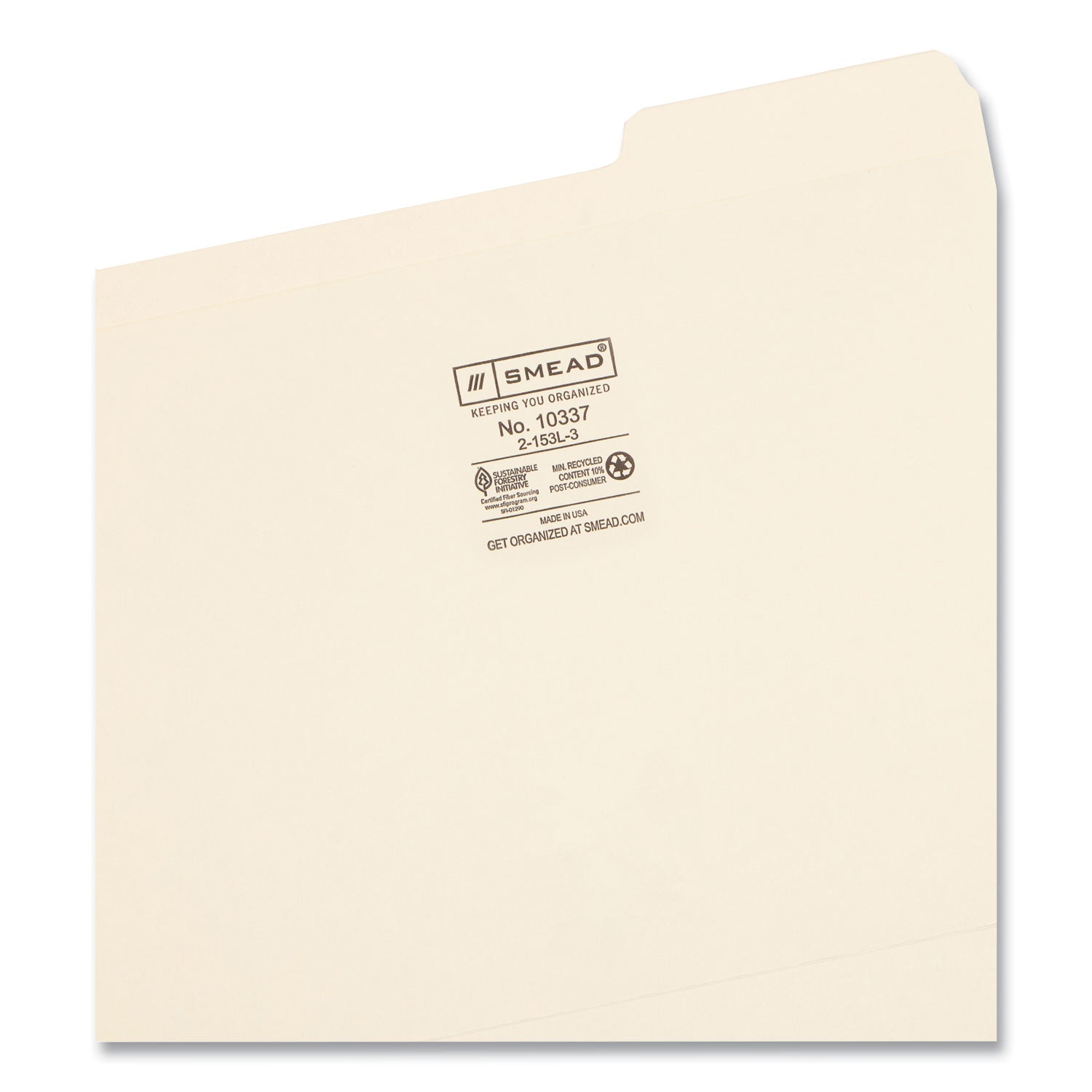 Smead™ Reinforced Tab Manila File Folders, 1/3-Cut Tabs: Right Position, Letter Size, 0.75" Expansion, 11-pt Manila, 100/Box