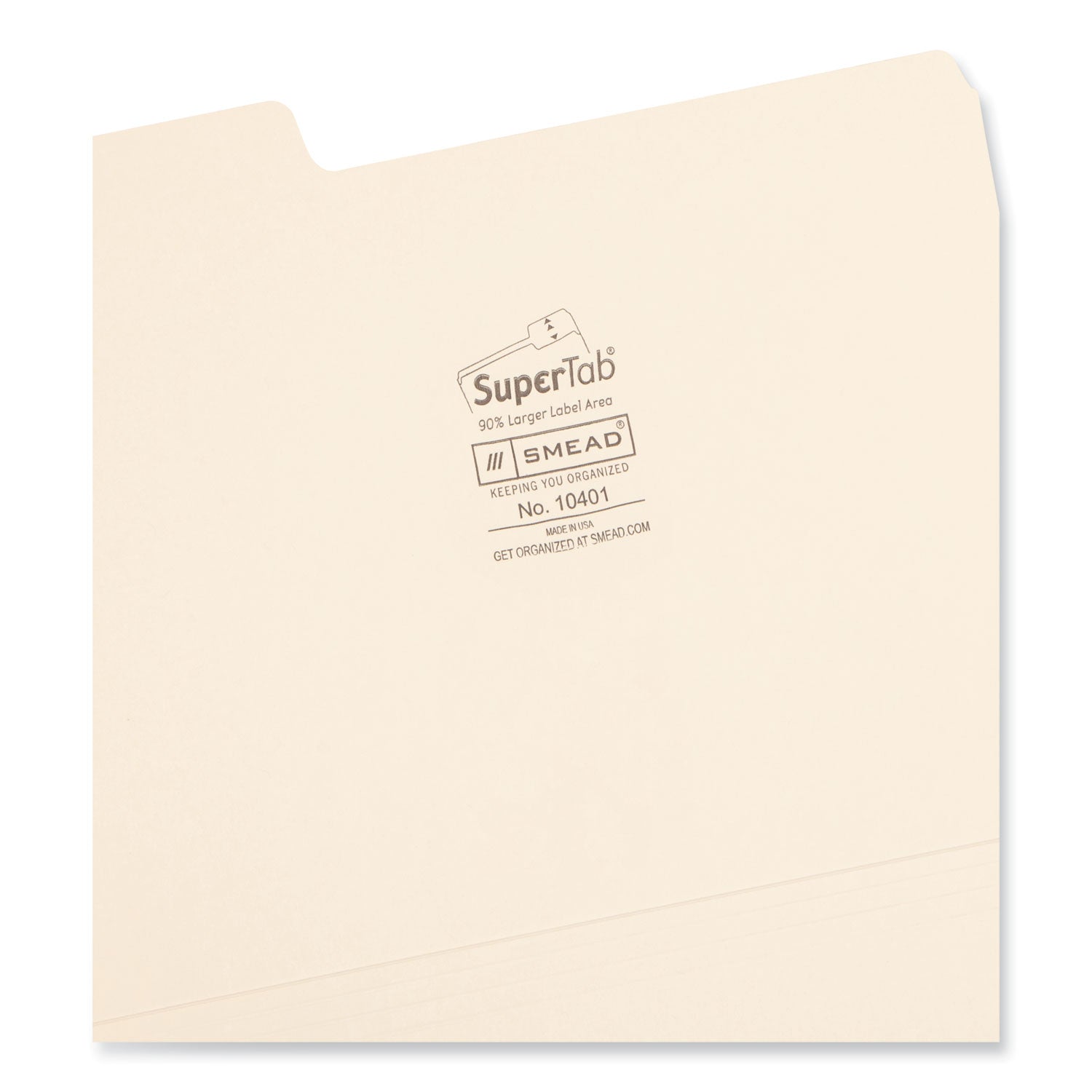 Smead™ SuperTab Top Tab File Folders, 1/3-Cut Tabs: Assorted, Letter Size, 0.75" Expansion, 14-pt Manila, 50/Box