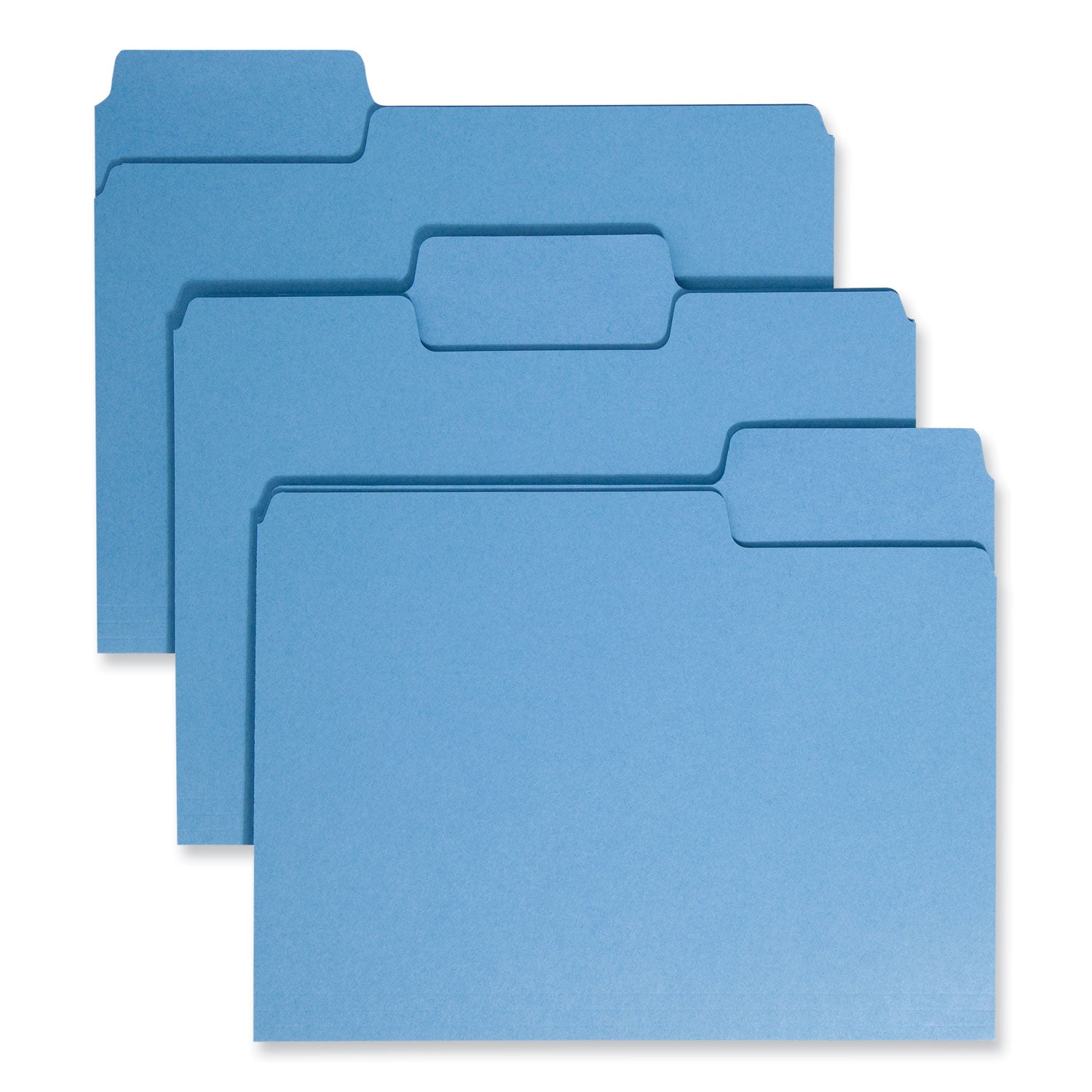 SuperTab Colored File Folders, 1/3-Cut Tabs: Assorted, Letter Size, 0.75" Expansion, 11-pt Stock, Blue, 100/Box