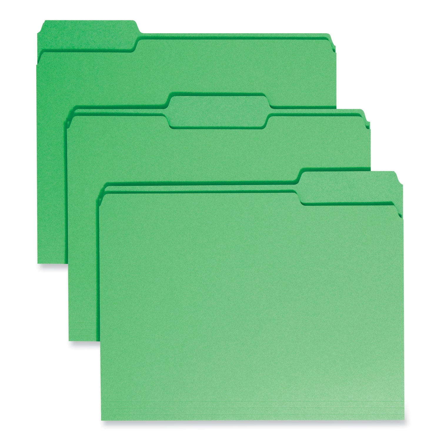 Colored File Folders, 1/3-Cut Tabs: Assorted, Letter Size, 0.75" Expansion, Green, 100/Box