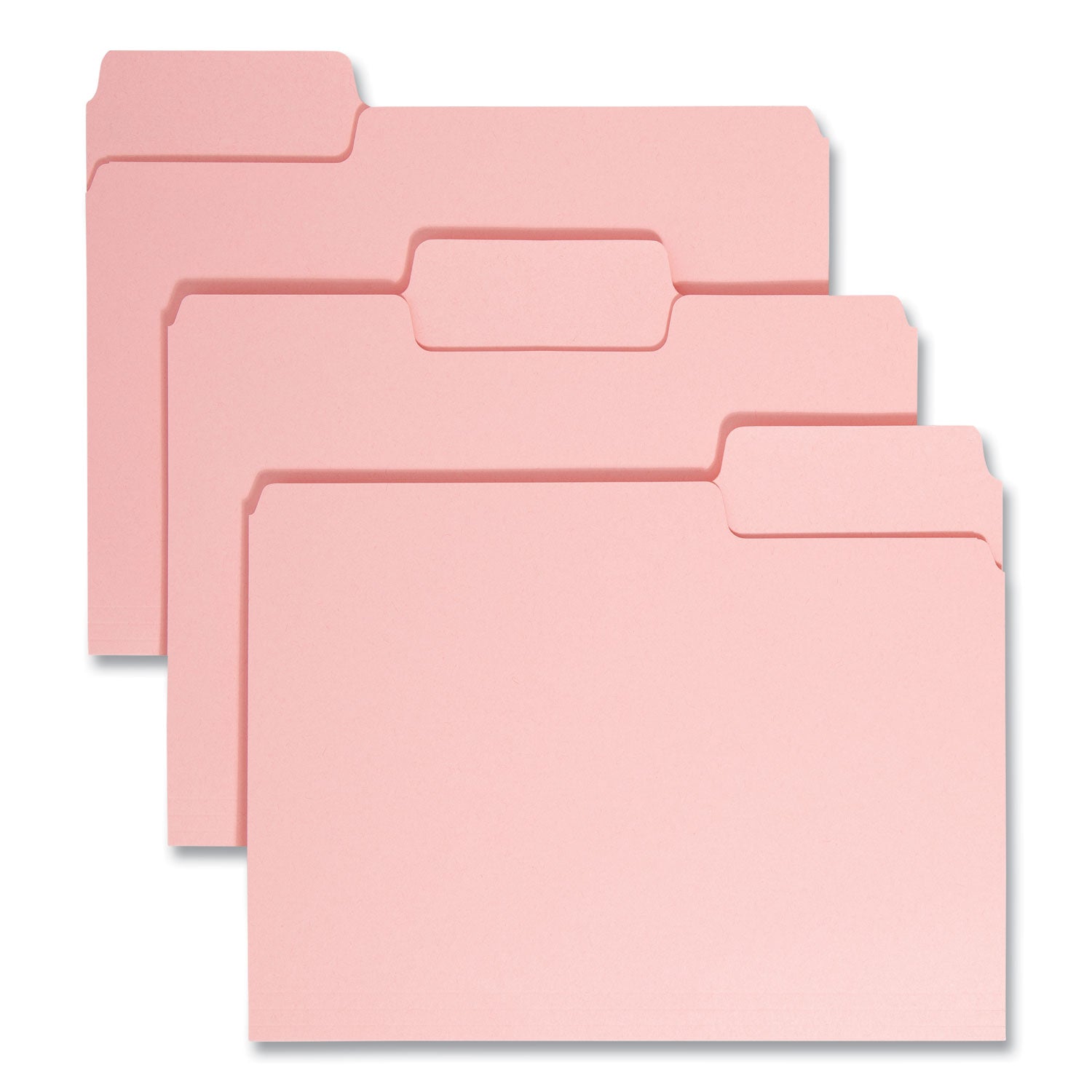 Colored File Folders, 1/3-Cut Tabs: Assorted, Letter Size, 0.75" Expansion, Pink, 100/Box