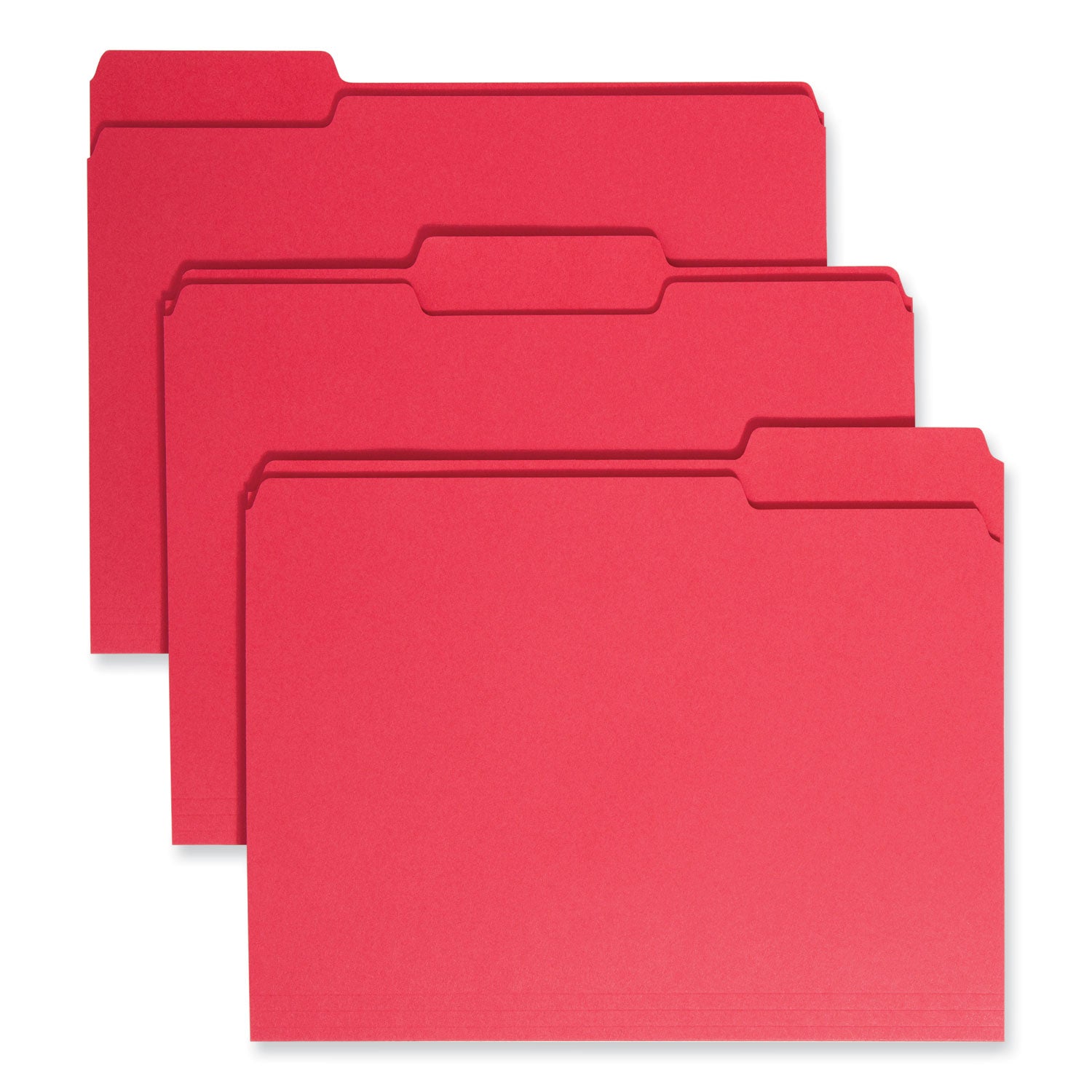 Colored File Folders, 1/3-Cut Tabs: Assorted, Letter Size, 0.75" Expansion, Red, 100/Box