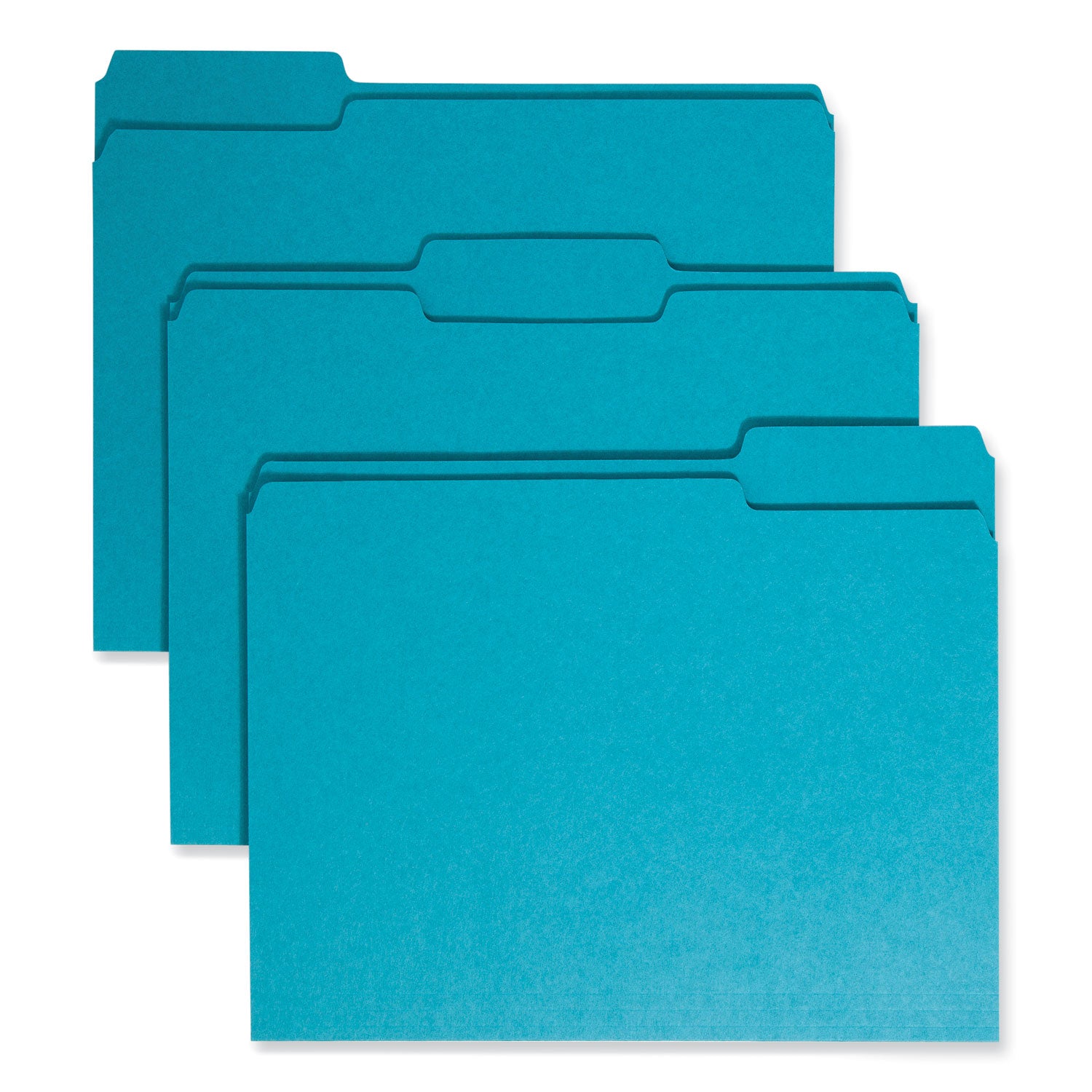 Colored File Folders, 1/3-Cut Tabs: Assorted, Letter Size, 0.75" Expansion, Teal, 100/Box