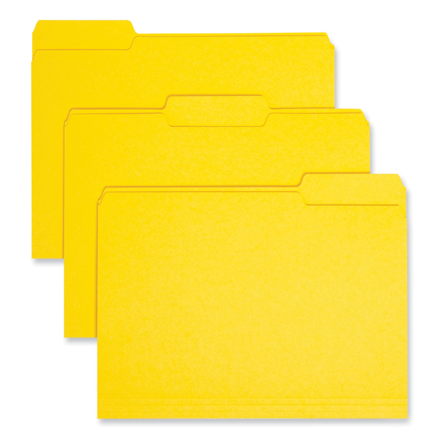 Interior File Folders, 1/3-Cut Tabs: Assorted, Letter Size, 0.75" Expansion, Yellow, 100/Box