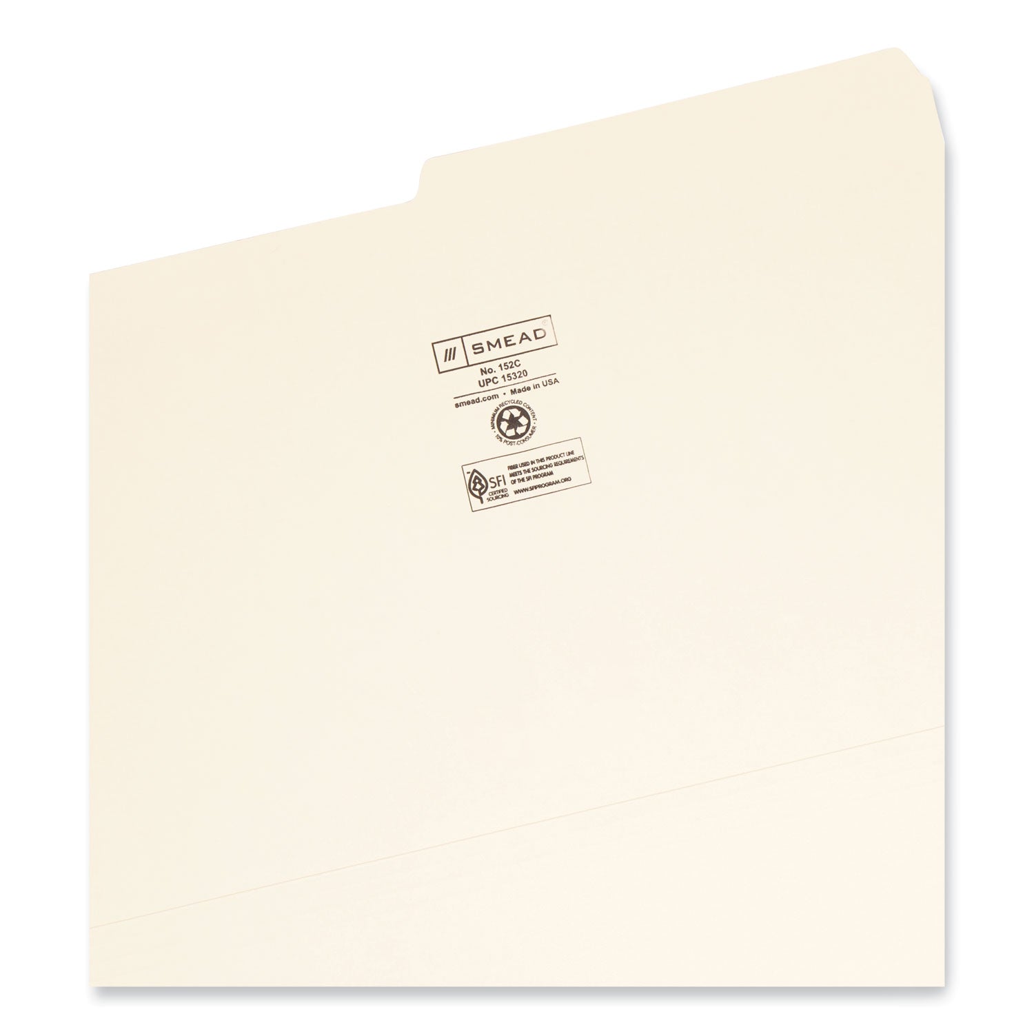 Smead™ Manila File Folders, 1/2-Cut Tabs: Assorted, Legal Size, 0.75" Expansion, Manila, 100/Box