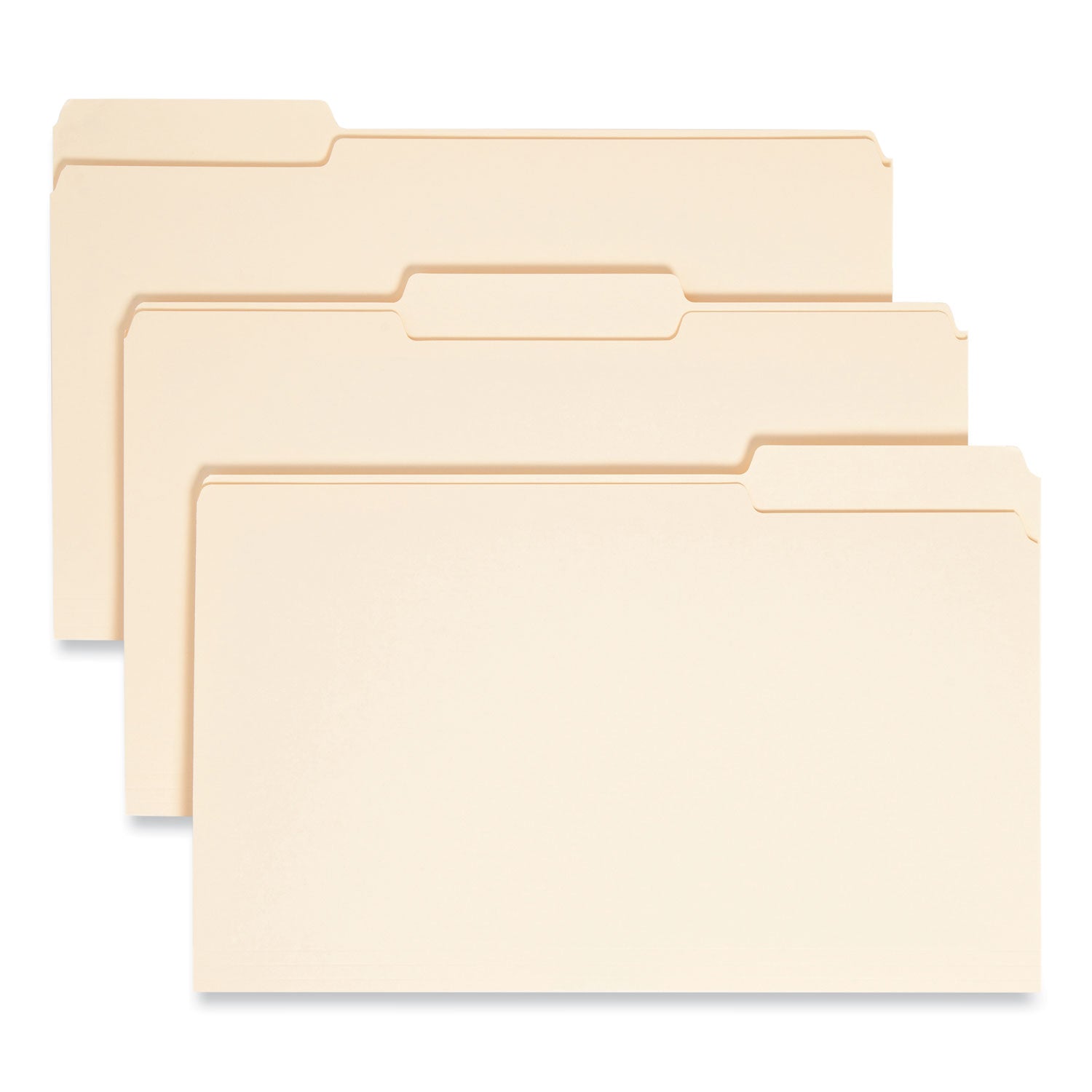 Manila File Folders, 1/3-Cut Tabs: Assorted, Legal Size, 0.75" Expansion, Manila, 100/Box