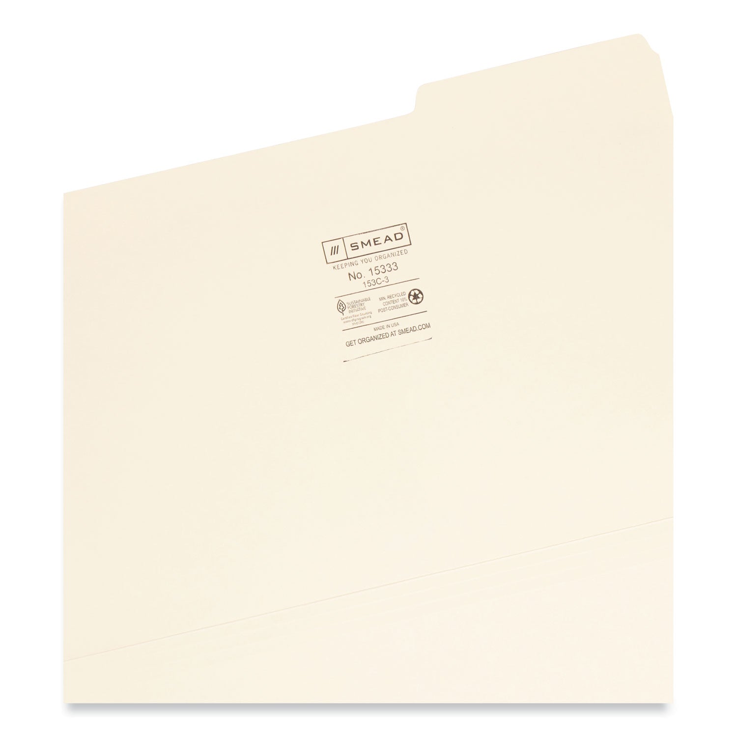 Smead™ Manila File Folders, 1/3-Cut Tabs: Right Position, Legal Size, 0.75" Expansion, Manila, 100/Box