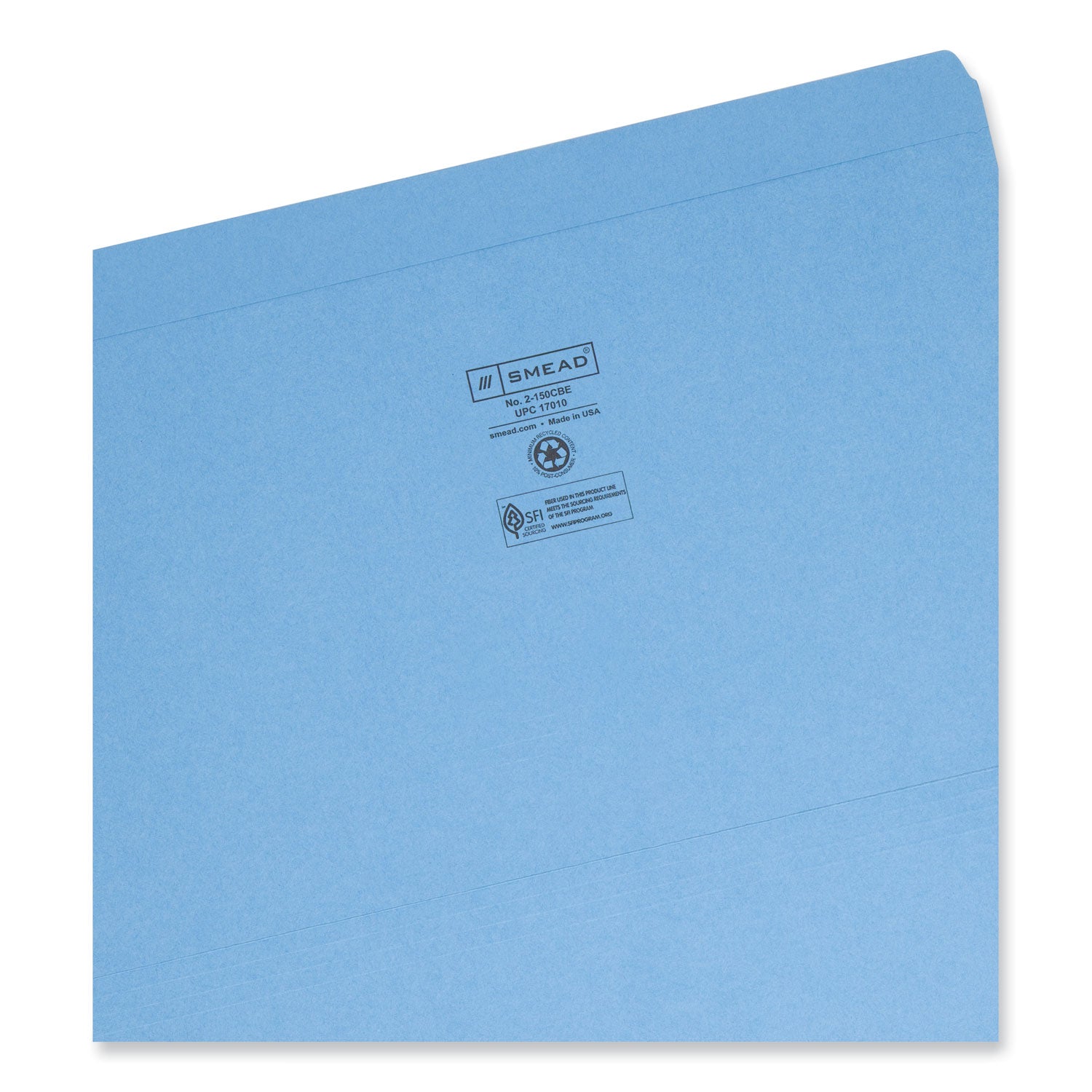 Smead™ Reinforced Top Tab Colored File Folders, Straight Tabs, Legal Size, 0.75" Expansion, Blue, 100/Box