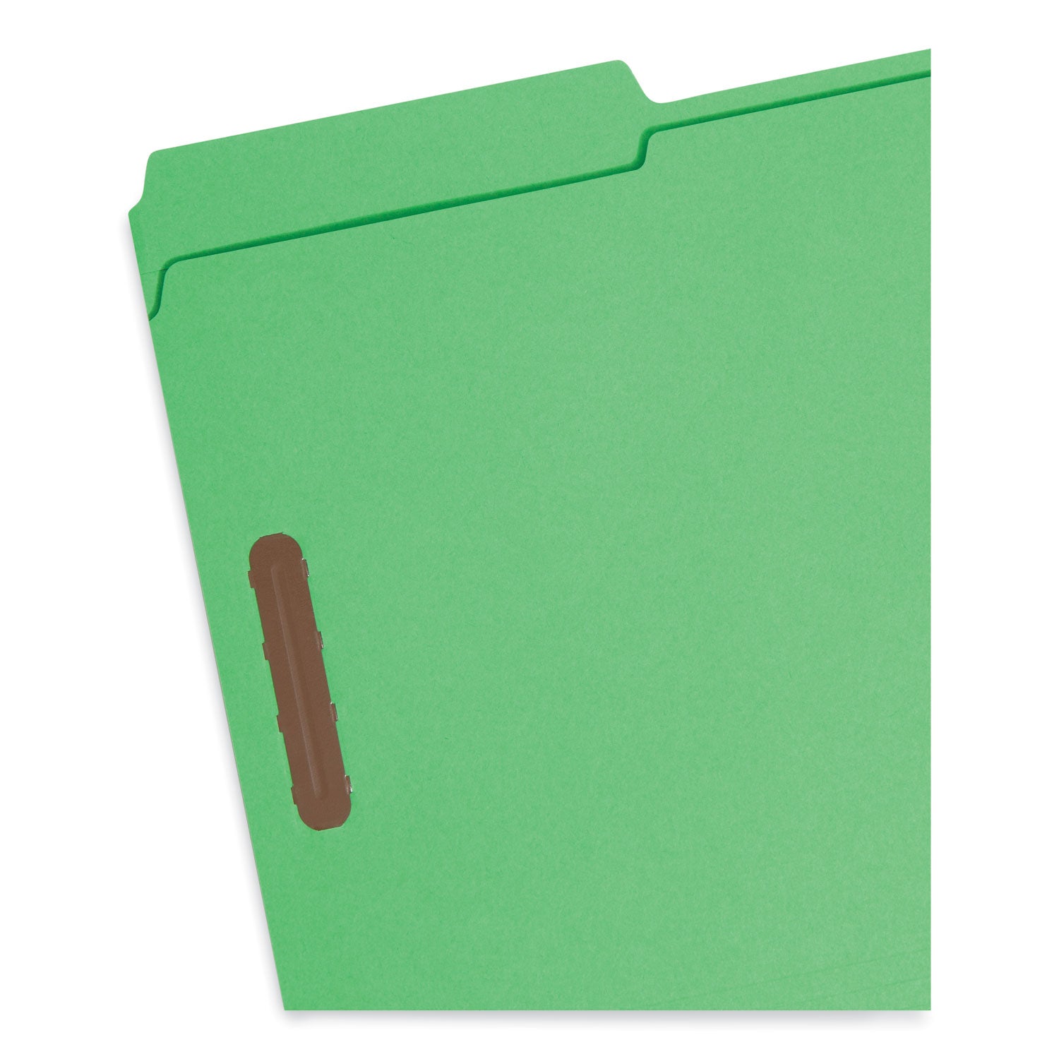 Smead™ Top Tab Colored Fastener Folders, 0.75" Expansion, 2 Fasteners, Legal Size, Green Exterior, 50/Box