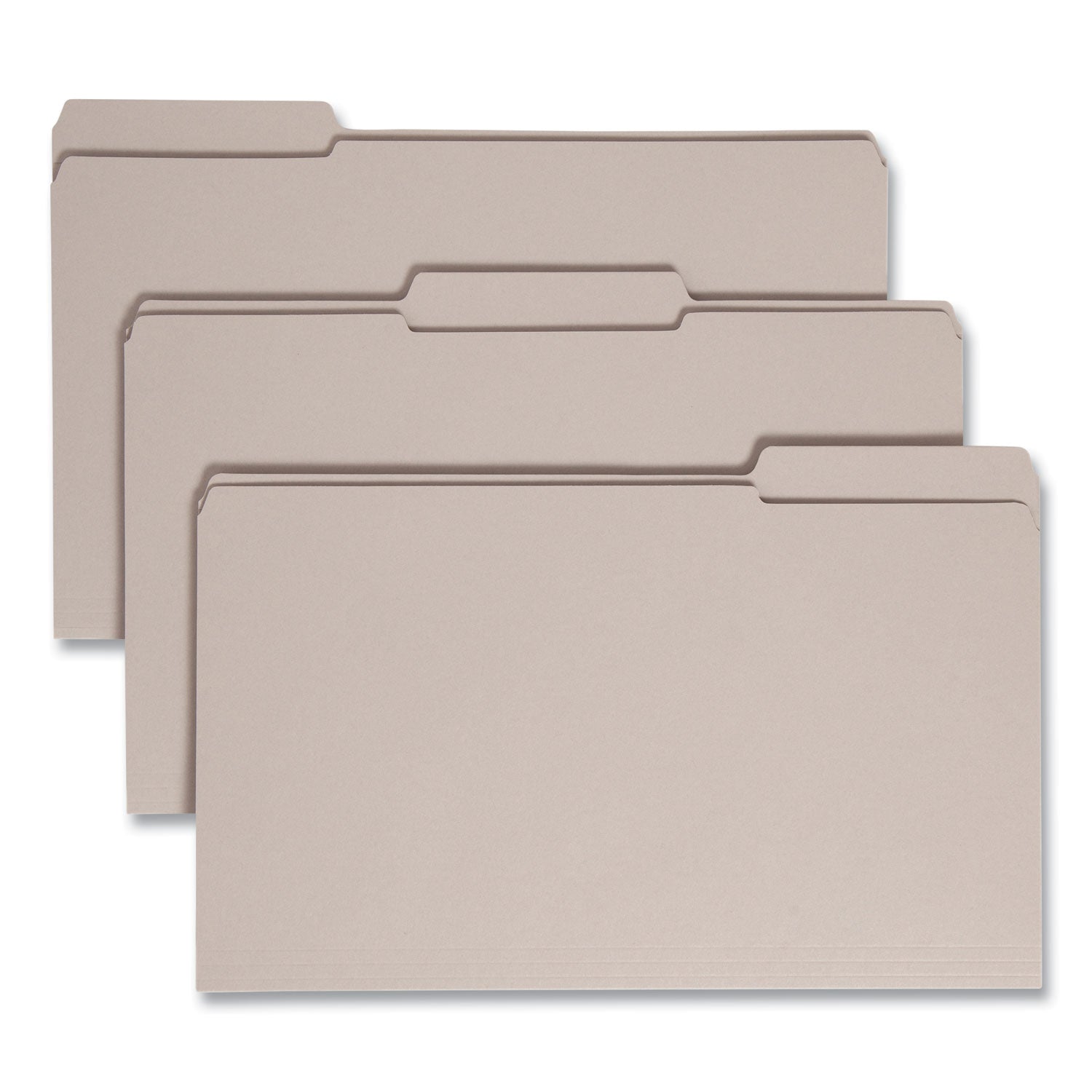 Reinforced Top Tab Colored File Folders, 1/3-Cut Tabs: Assorted, Legal Size, 0.75" Expansion, Gray, 100/Box