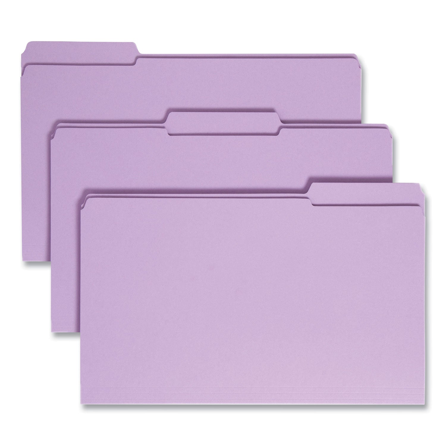 Reinforced Top Tab Colored File Folders, 1/3-Cut Tabs: Assorted, Legal Size, 0.75" Expansion, Lavender, 100/Box