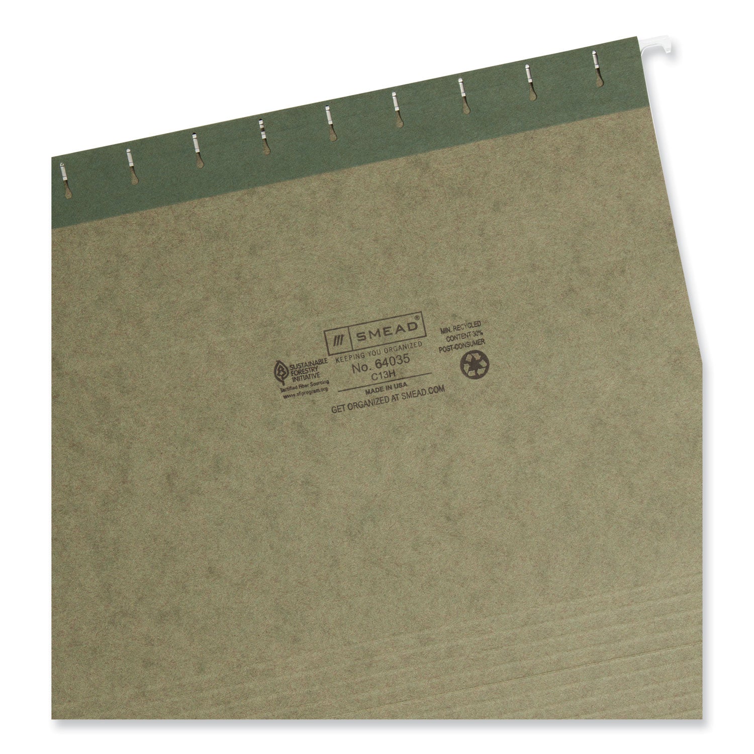 Smead™ Hanging Folders, Letter Size, 1/3-Cut Tabs, Standard Green, 25/Box