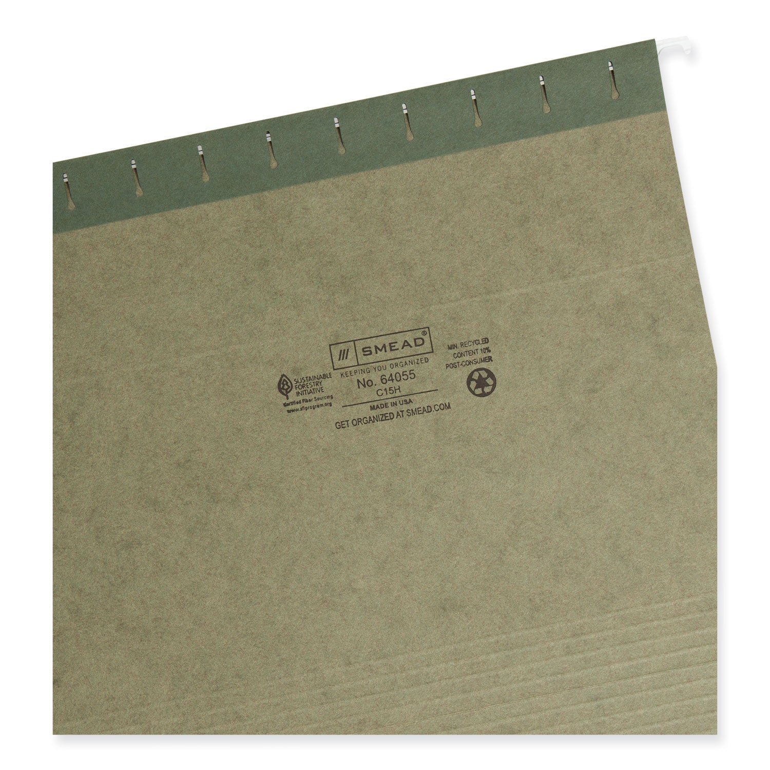 Smead™ Hanging Folders, Letter Size, 1/5-Cut Tabs, Standard Green, 25/Box