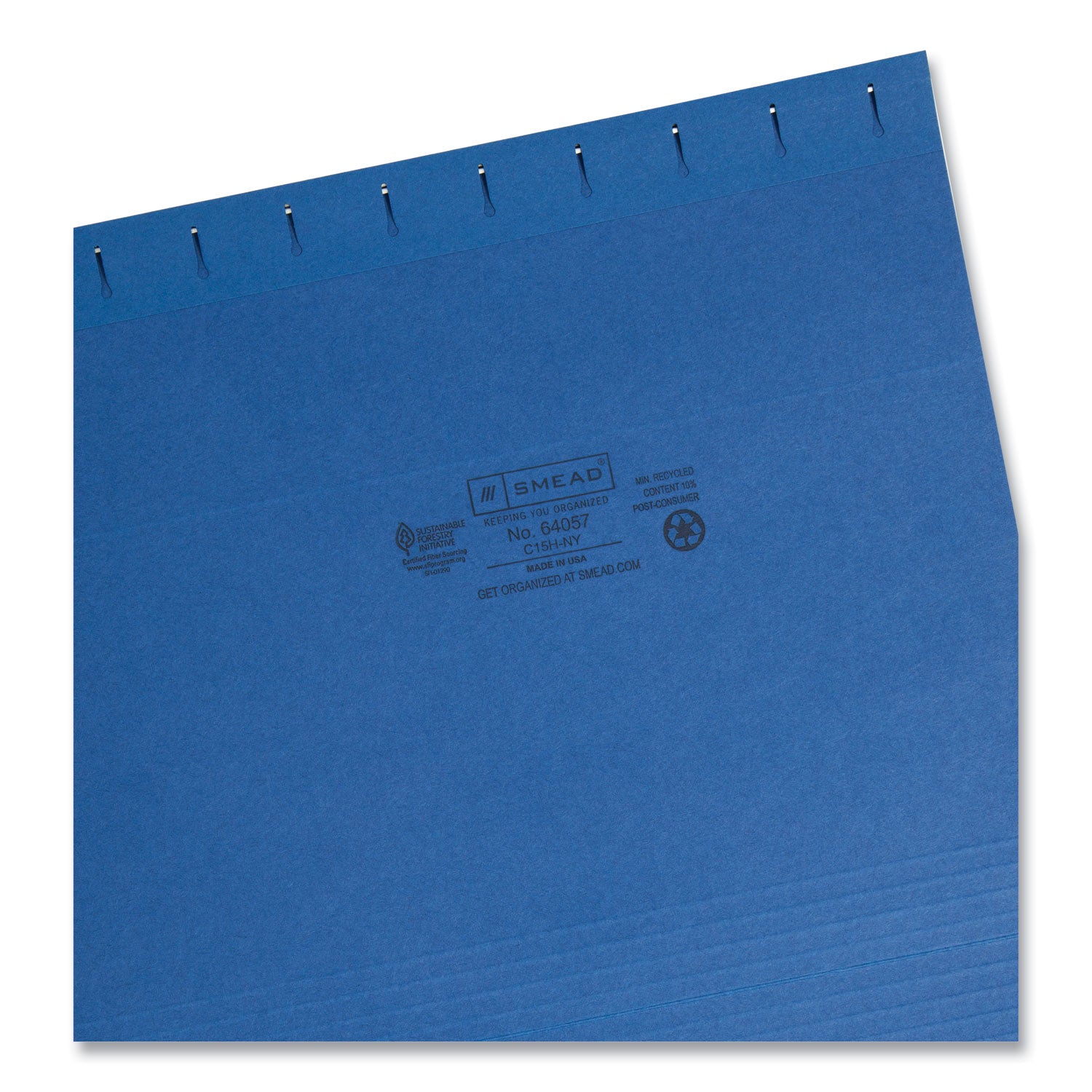 Smead™ Colored Hanging File Folders with 1/5 Cut Tabs, Letter Size, 1/5-Cut Tabs, Navy, 25/Box