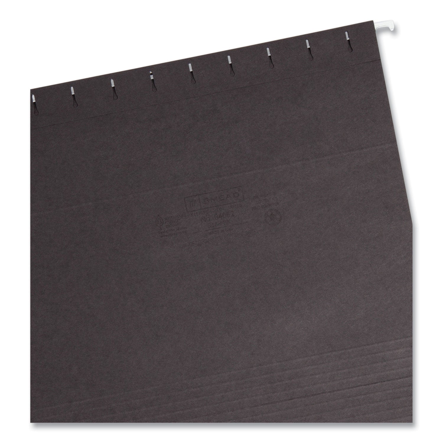 Smead™ Colored Hanging File Folders with 1/5 Cut Tabs, Letter Size, 1/5-Cut Tabs, Black, 25/Box