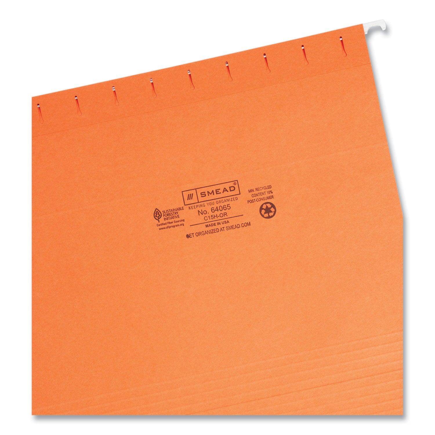 Smead™ Colored Hanging File Folders with 1/5 Cut Tabs, Letter Size, 1/5-Cut Tabs, Orange, 25/Box