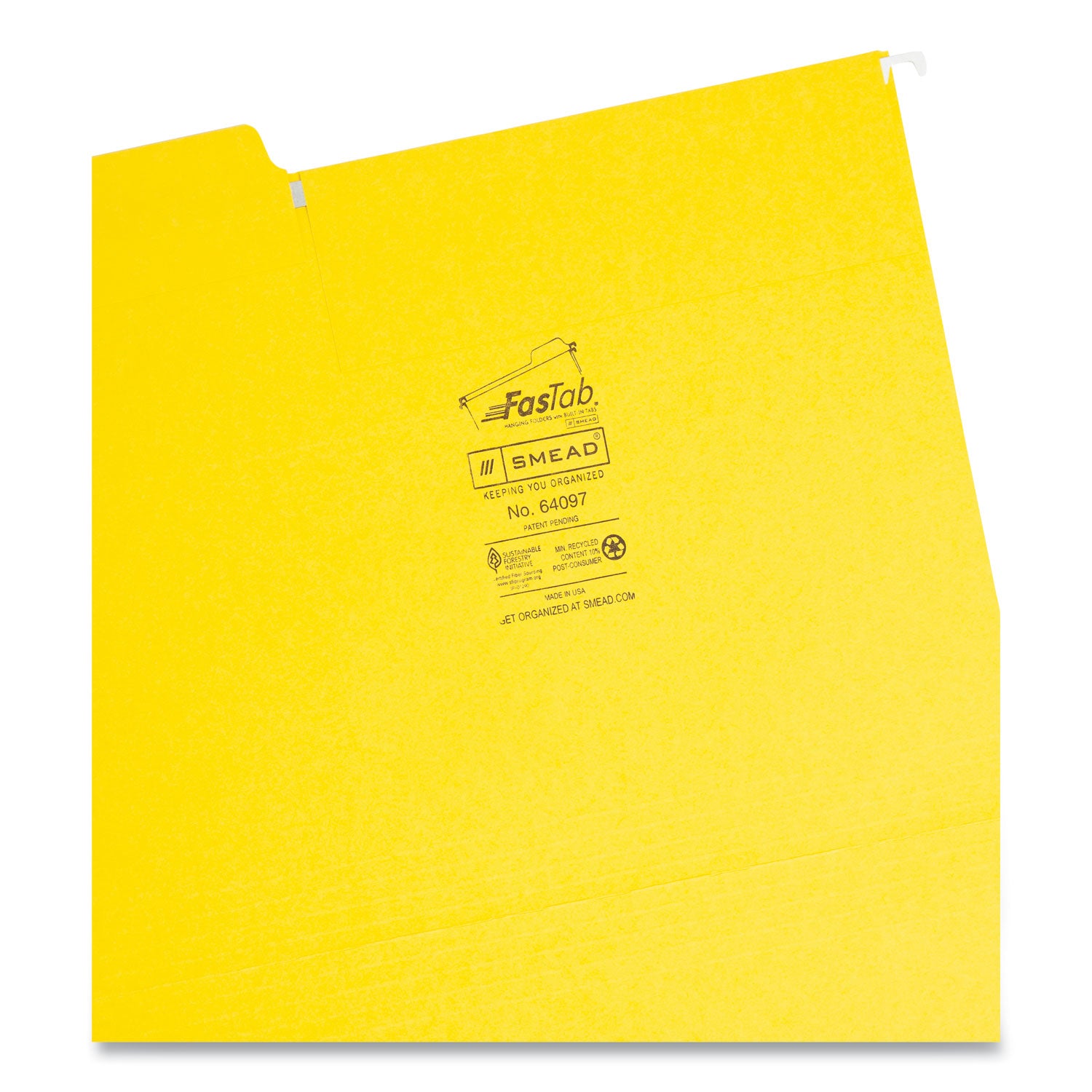 Smead™ FasTab Hanging Folders, Letter Size, 1/3-Cut Tabs, Yellow, 20/Box