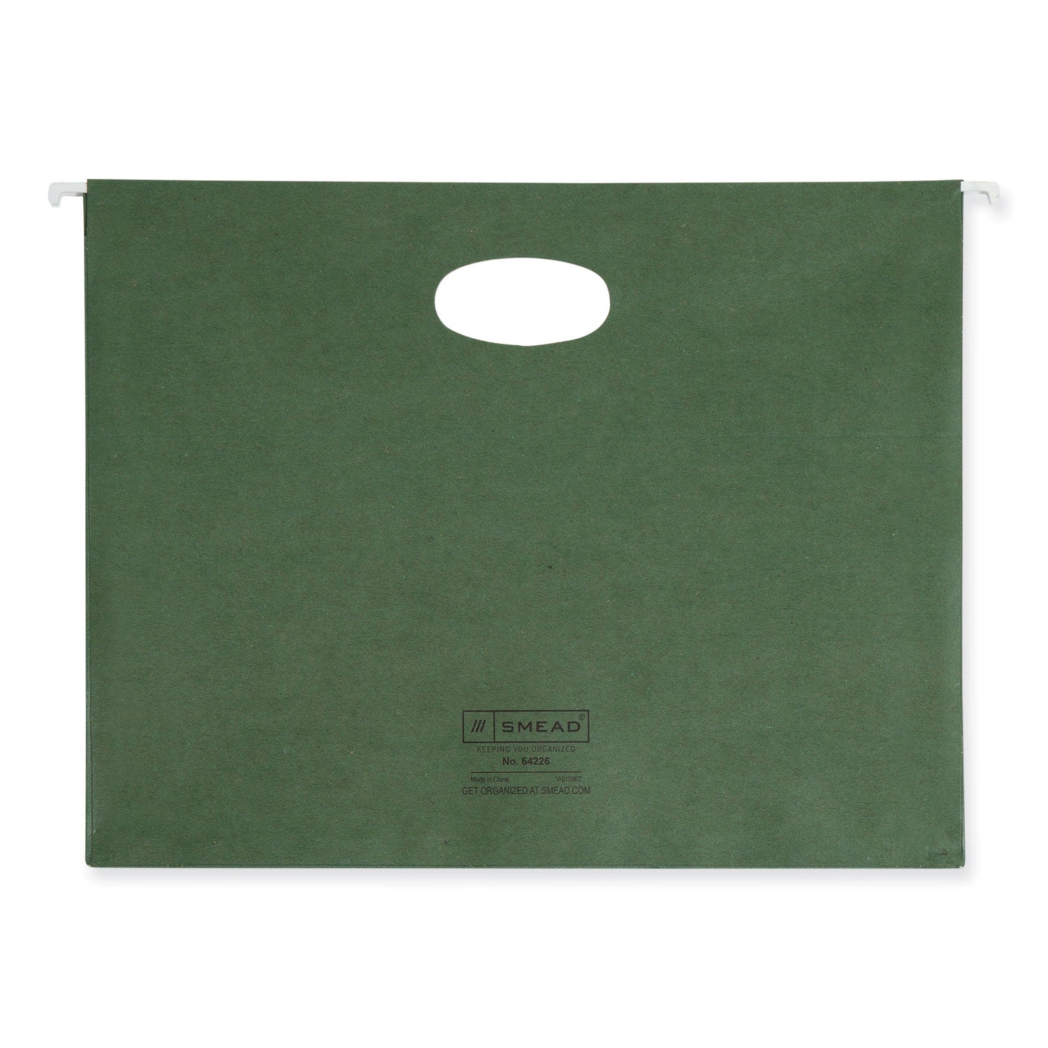 Smead™ 100% Recycled Hanging Pockets with Full-Height Gusset, 1 Section, 3.5" Capacity, Letter Size, Standard Green, 10/Box