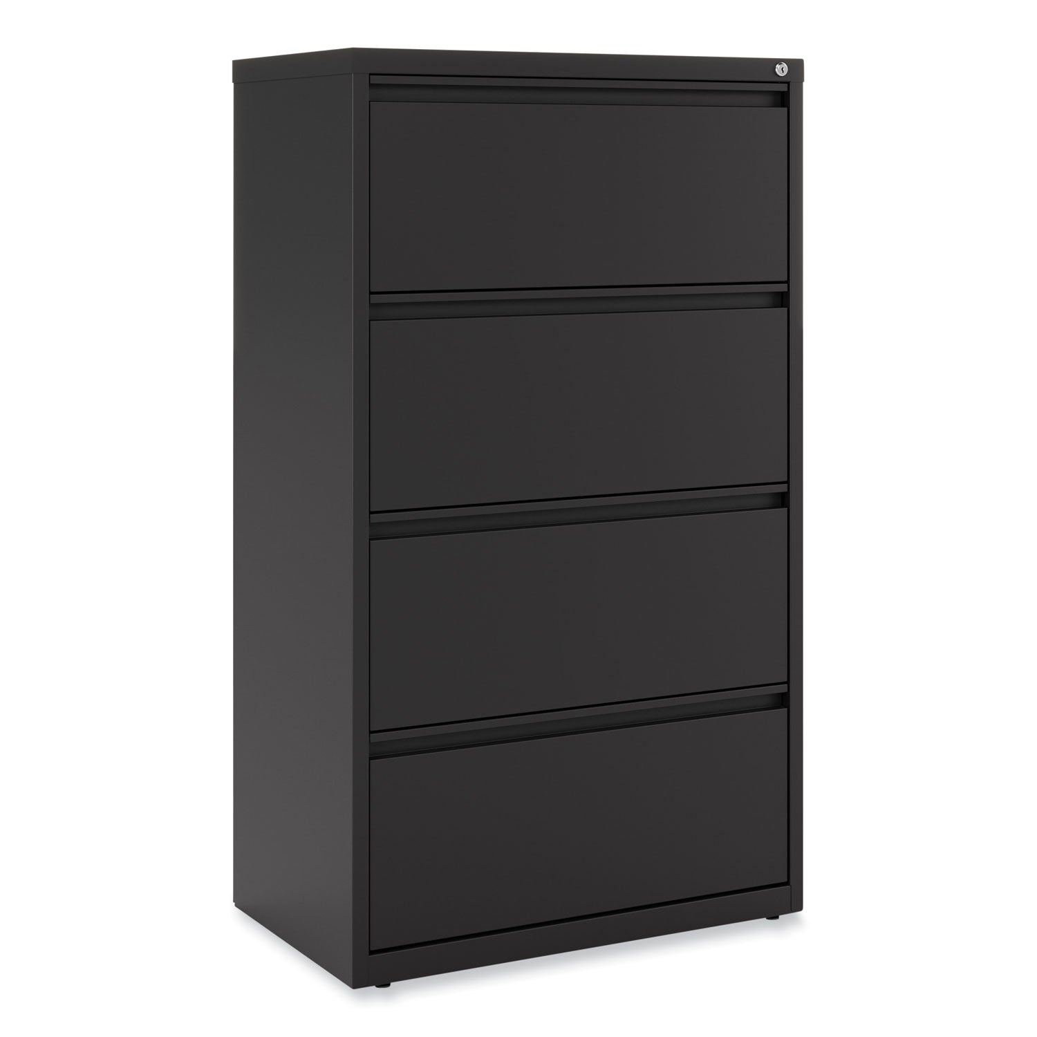 Alera® Lateral File, 4 Legal/Letter-Size File Drawers, Black, 30" x 18.63" x 52.5"