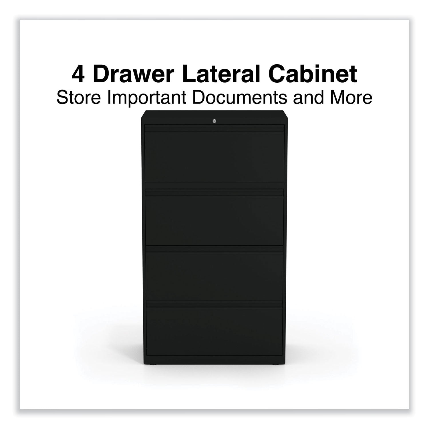 Alera® Lateral File, 4 Legal/Letter-Size File Drawers, Black, 30" x 18.63" x 52.5"