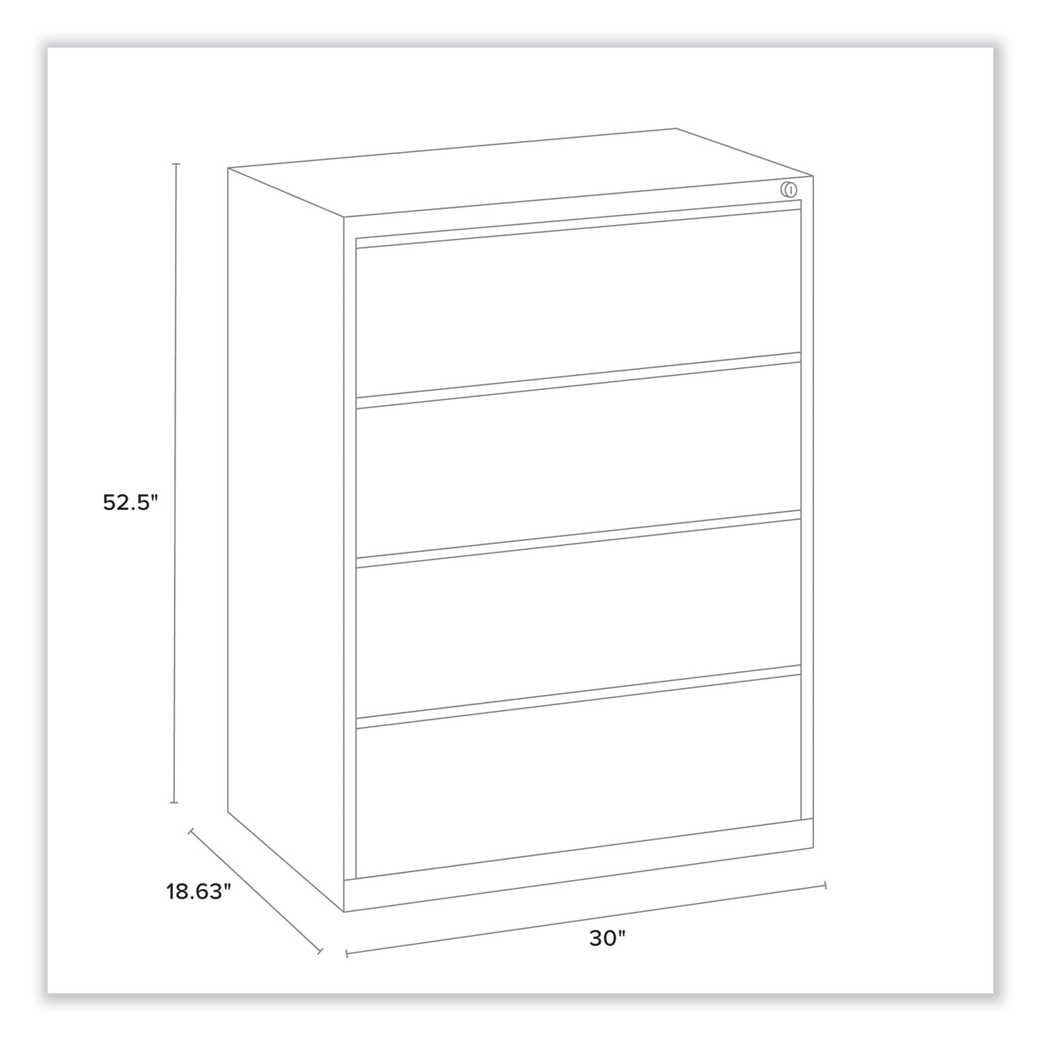 Alera® Lateral File, 4 Legal/Letter-Size File Drawers, Black, 30" x 18.63" x 52.5"