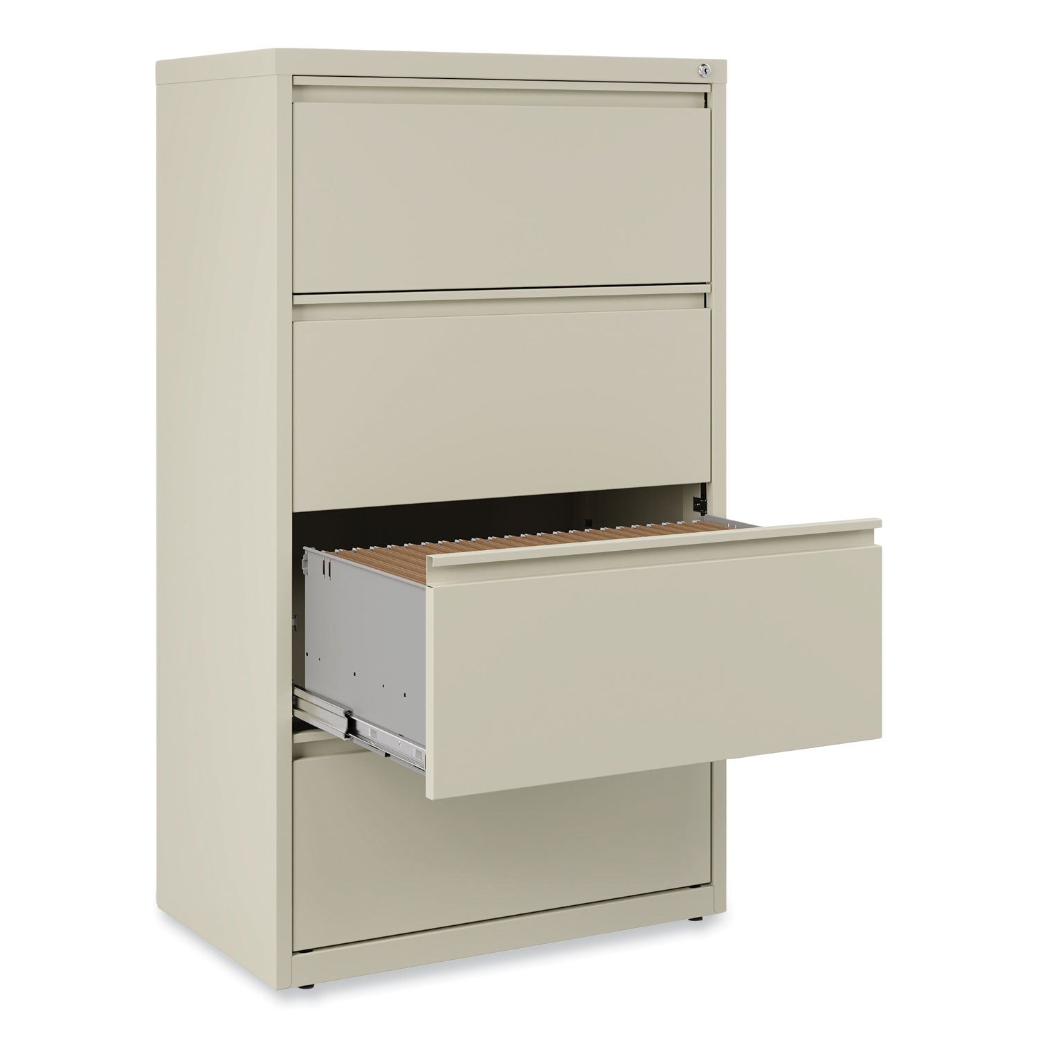 Alera® Lateral File, 4 Legal/Letter-Size File Drawers, Putty, 30" x 18.63" x 52.5"