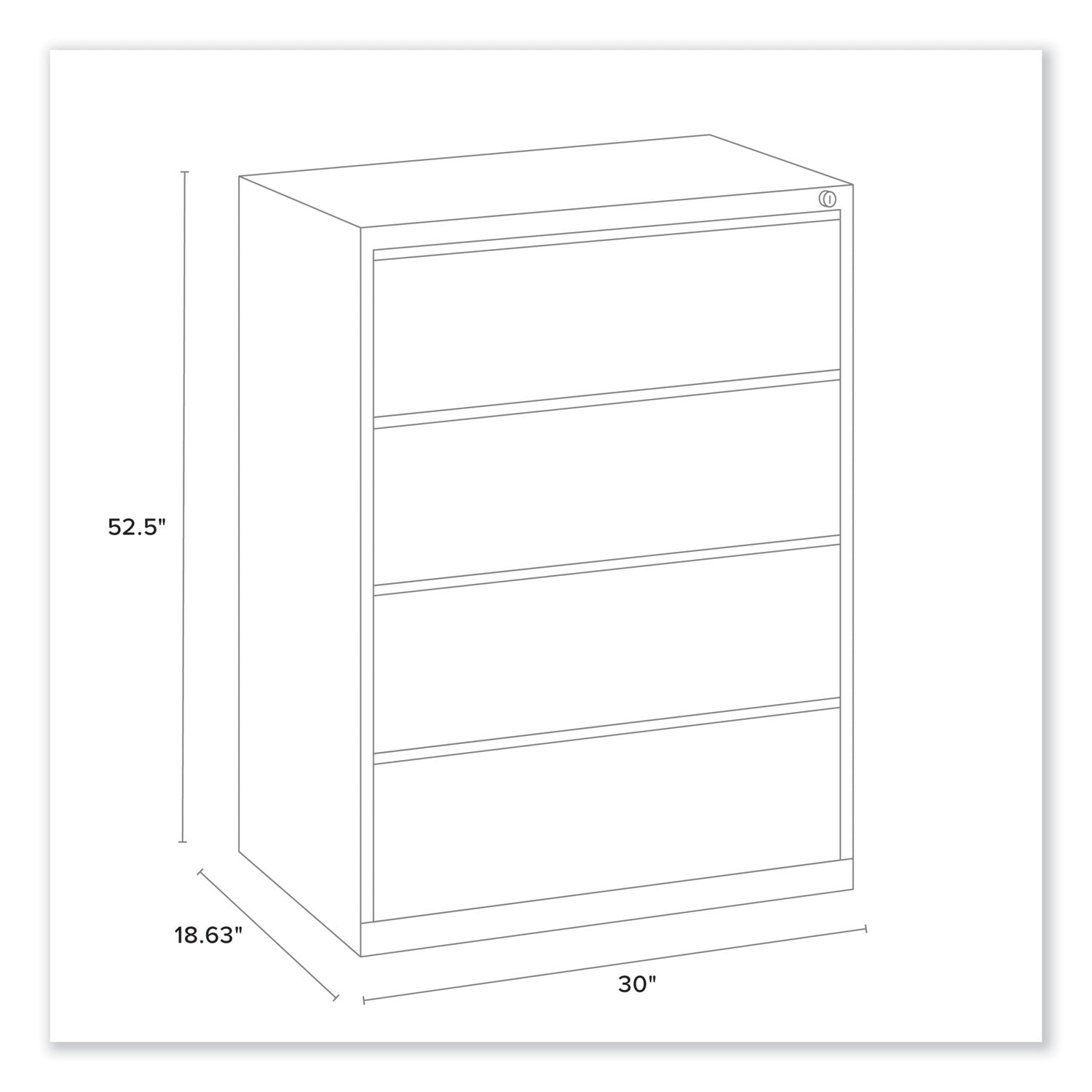 Alera® Lateral File, 4 Legal/Letter-Size File Drawers, Putty, 30" x 18.63" x 52.5"