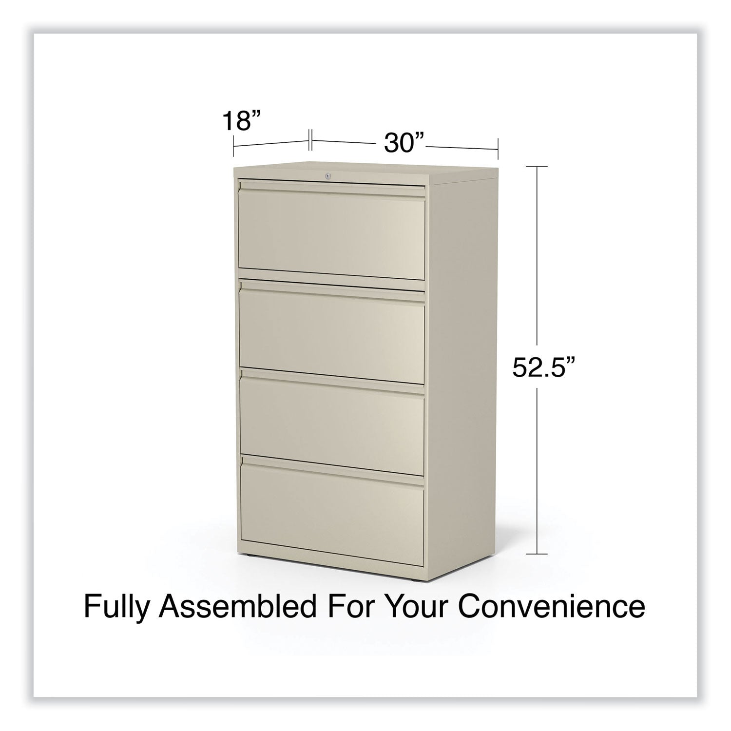 Alera® Lateral File, 4 Legal/Letter-Size File Drawers, Putty, 30" x 18.63" x 52.5"