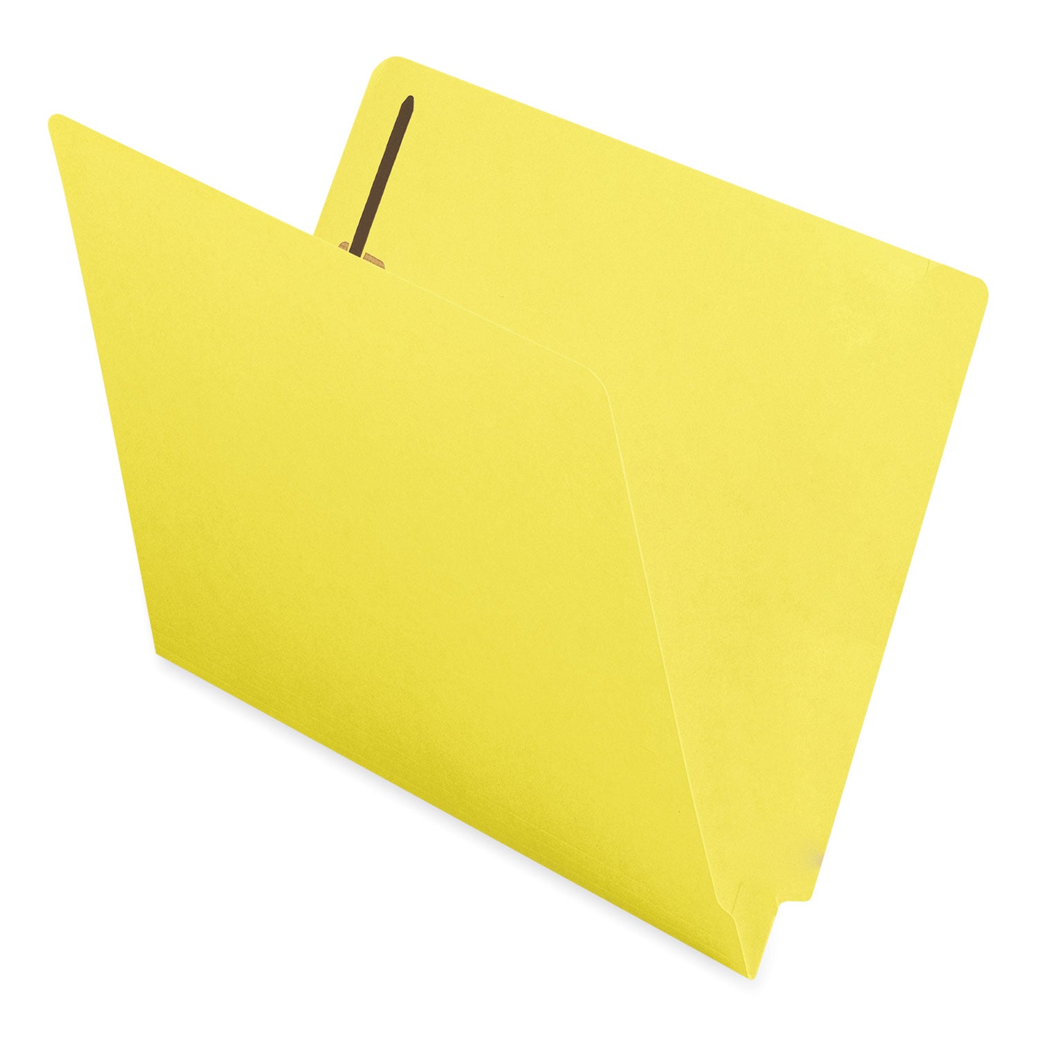 Heavyweight Colored End Tab Fastener Folders, 0.75" Expansion, 2 Fasteners, Letter Size, Yellow Exterior, 50/Box