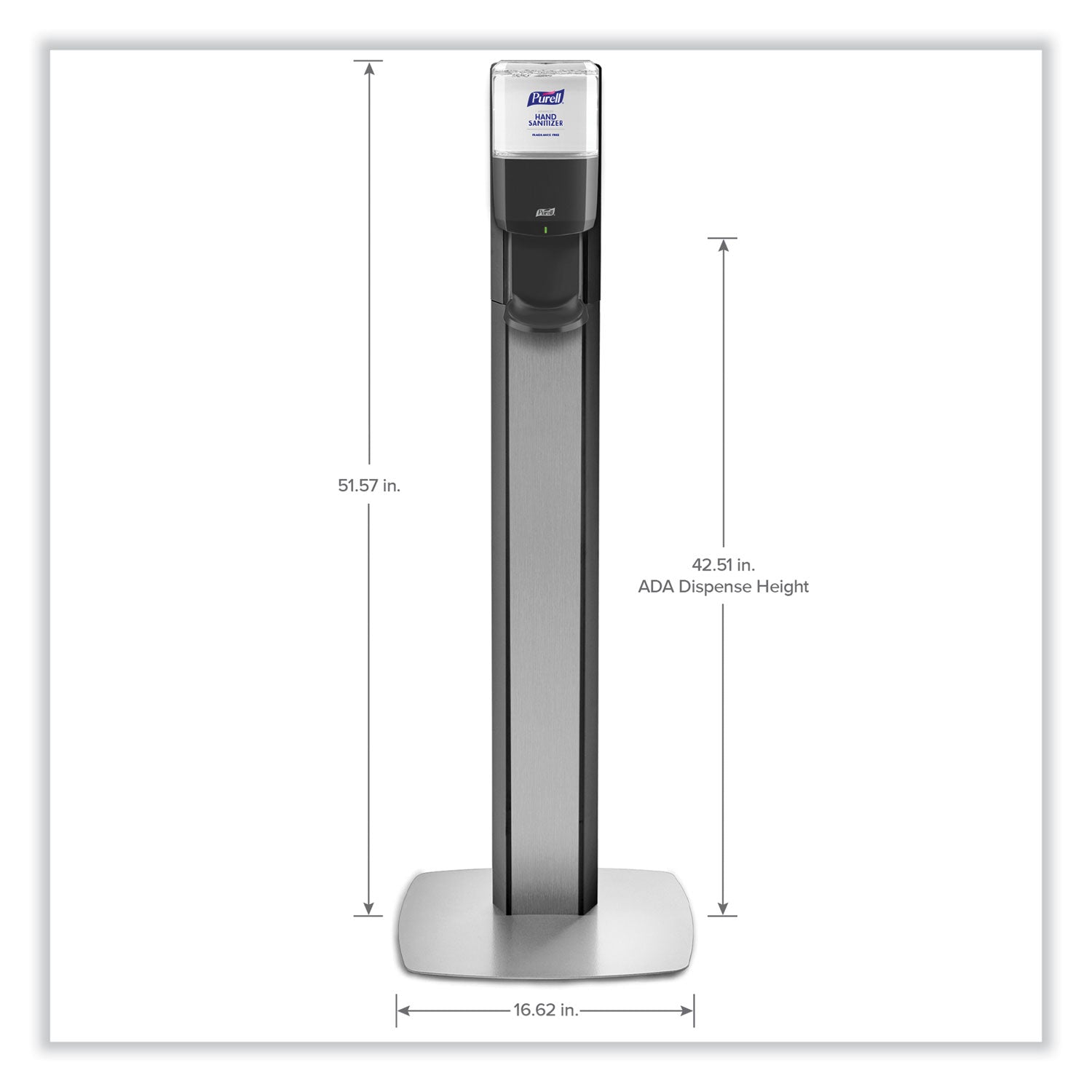 MESSENGER ES8 Silver Panel Floor Stand with Dispenser, 1,200 mL, 16.75 x 6 x 40, Silver/Graphite PURELL® Flipcost