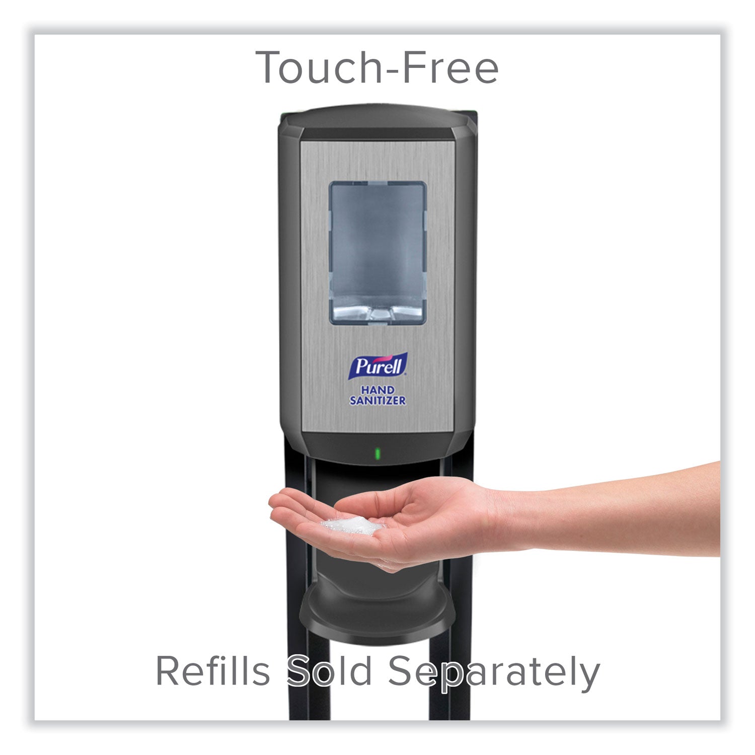 PURELL® CS6 Hand Sanitizer Floor Stand with Dispenser, 1,200 mL, 13.5 x 5 x 28.5, Graphite/Silver