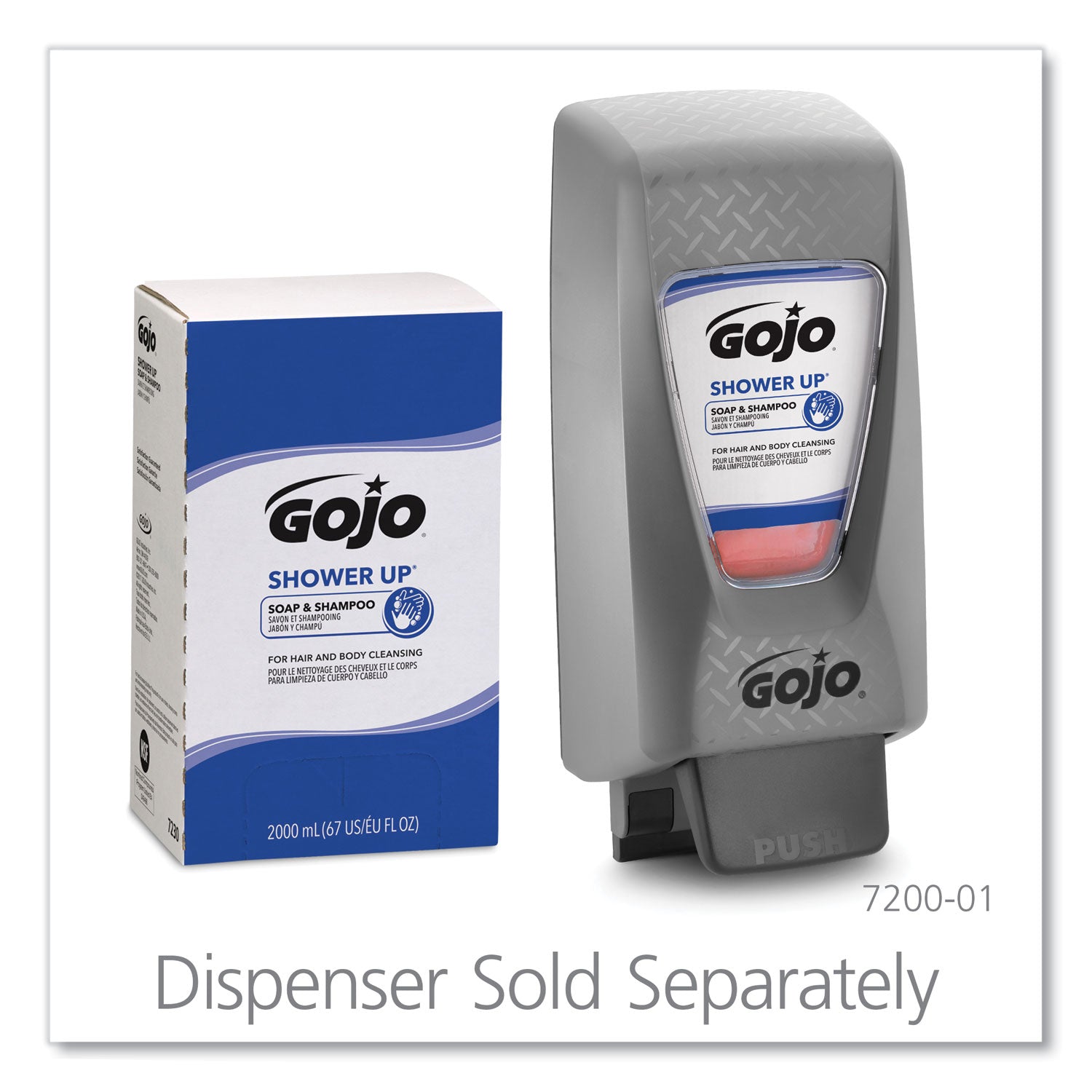 GOJO® SHOWER UP Soap and Shampoo, Pleasant Scent, 2,000 mL Refill, 4/Carton