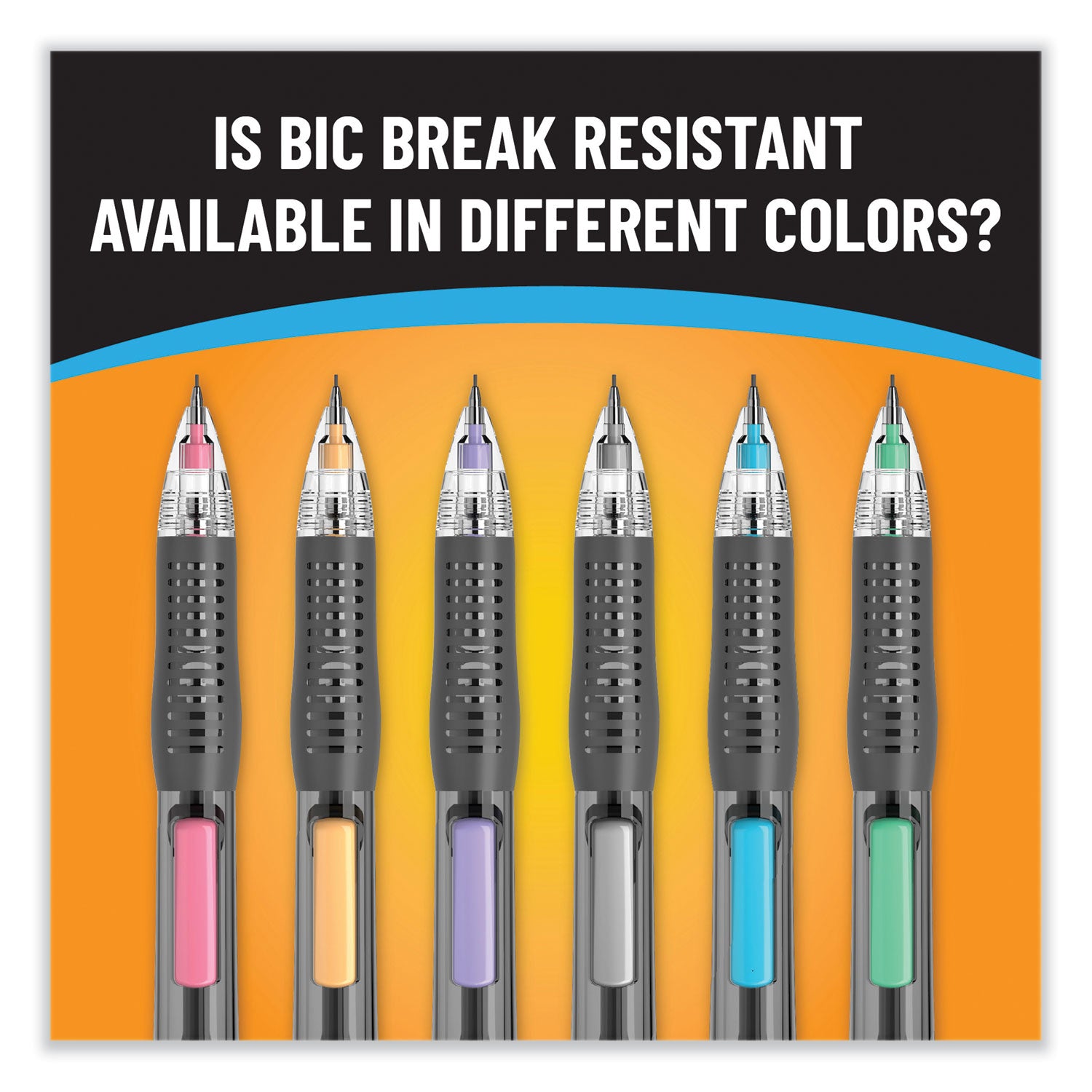 BIC® Break-Resistant Mechanical Pencils with Erasers, 0.7 mm, HB (#2), Black Lead, Assorted Barrel Colors, 2/Pack